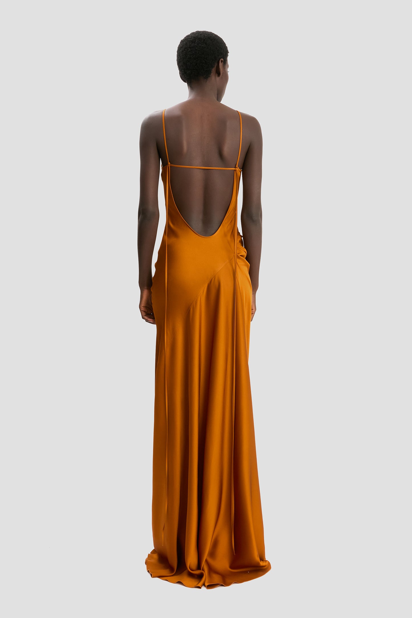 Draped Cami Floor-Length Dress In Bronze