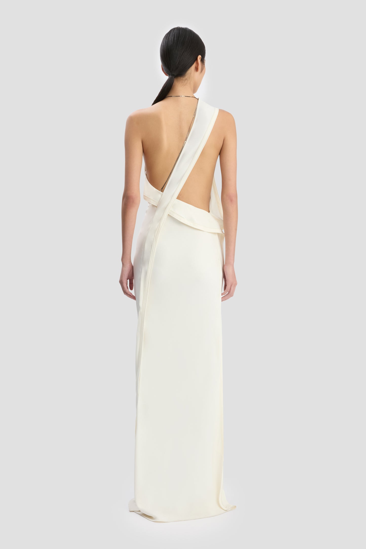 One-Shoulder Chain Detail Dress In Ivory