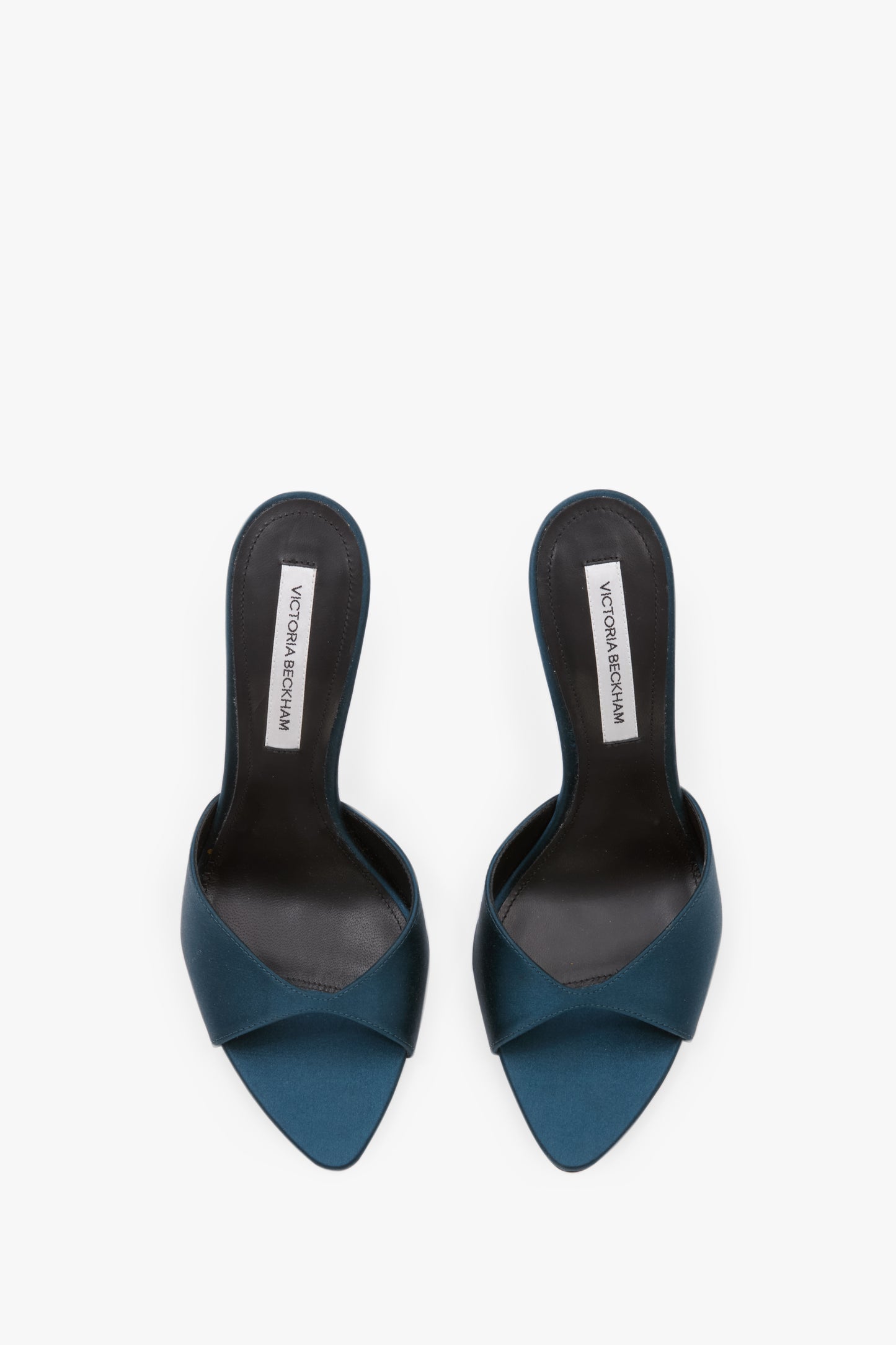 Harlow Mule In Teal Blue Satin