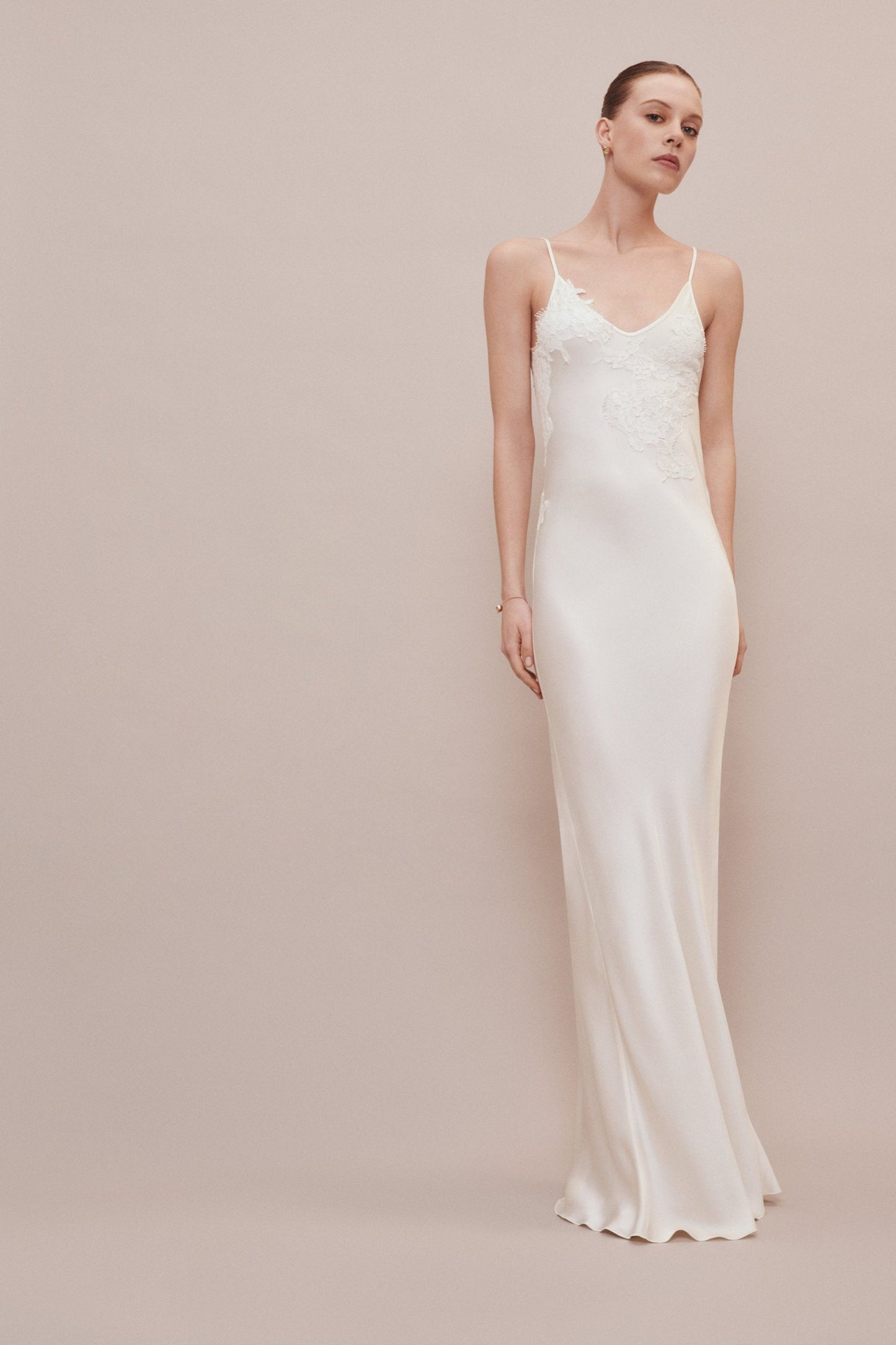 Lace Floor-Length Cami Dress In Ivory