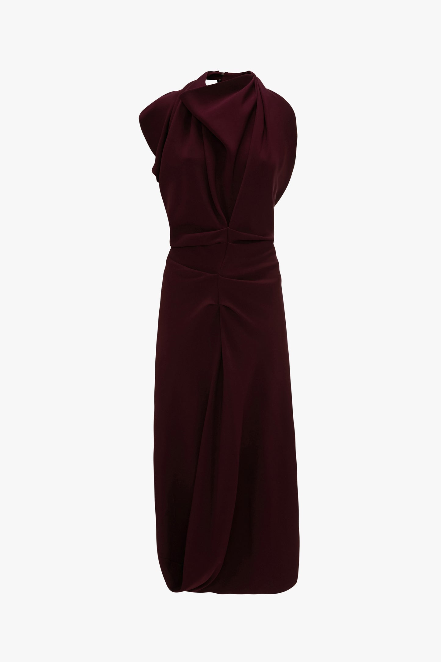 Backless Scarf Midi Dress In Merlot