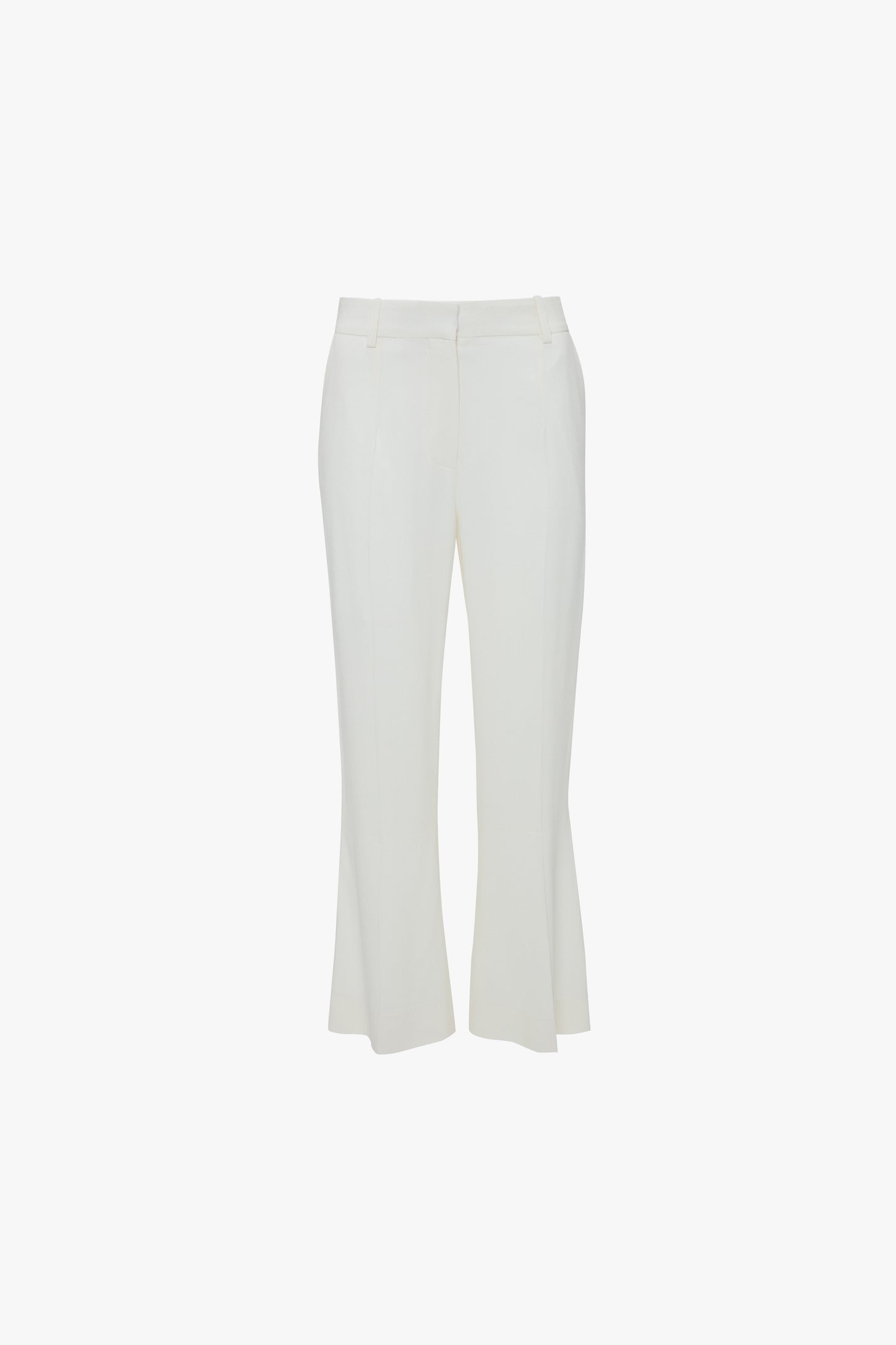Cropped Kick Cotton Trousers In Off White