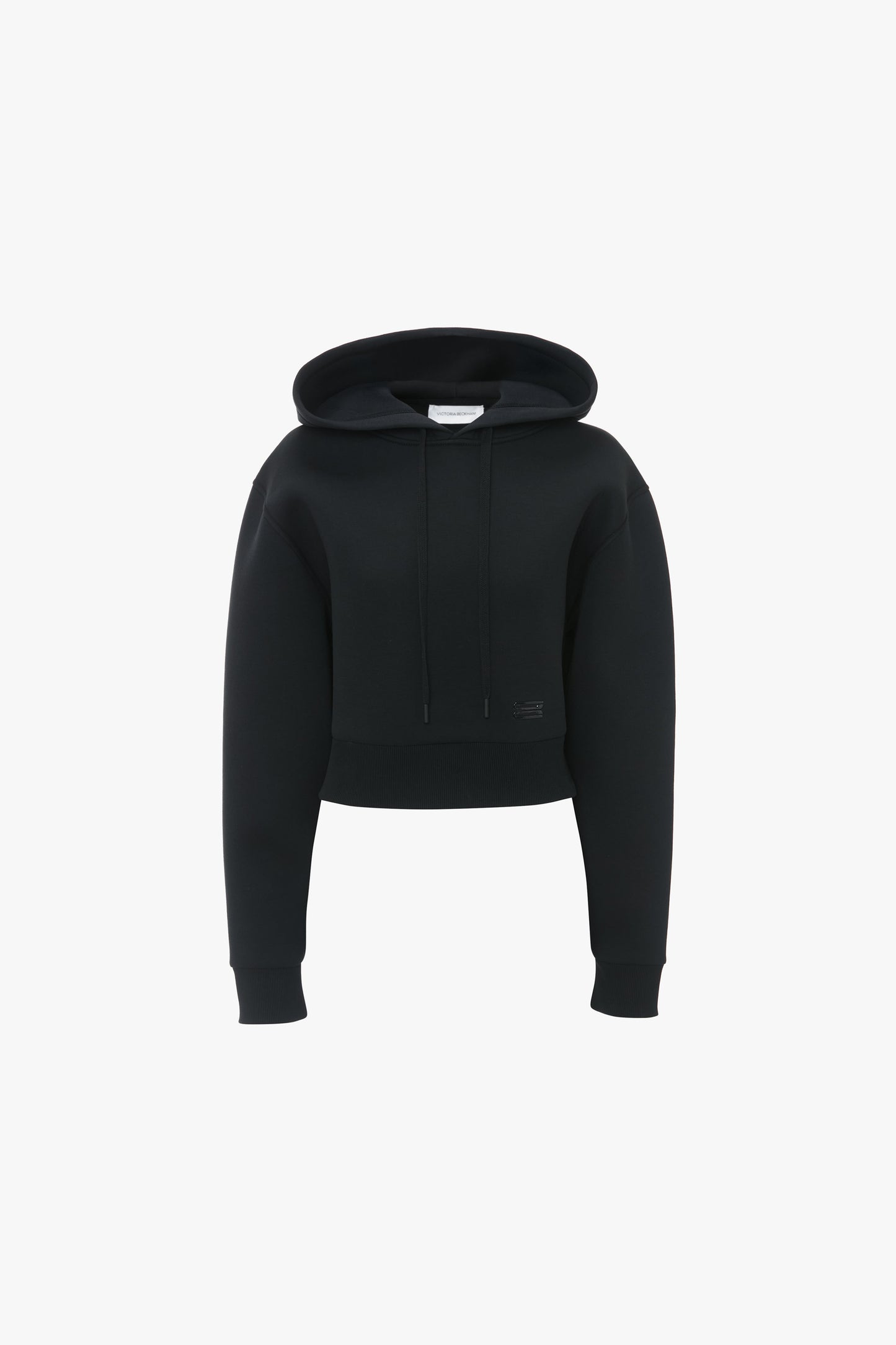 Cropped Structured Hoodie In Black