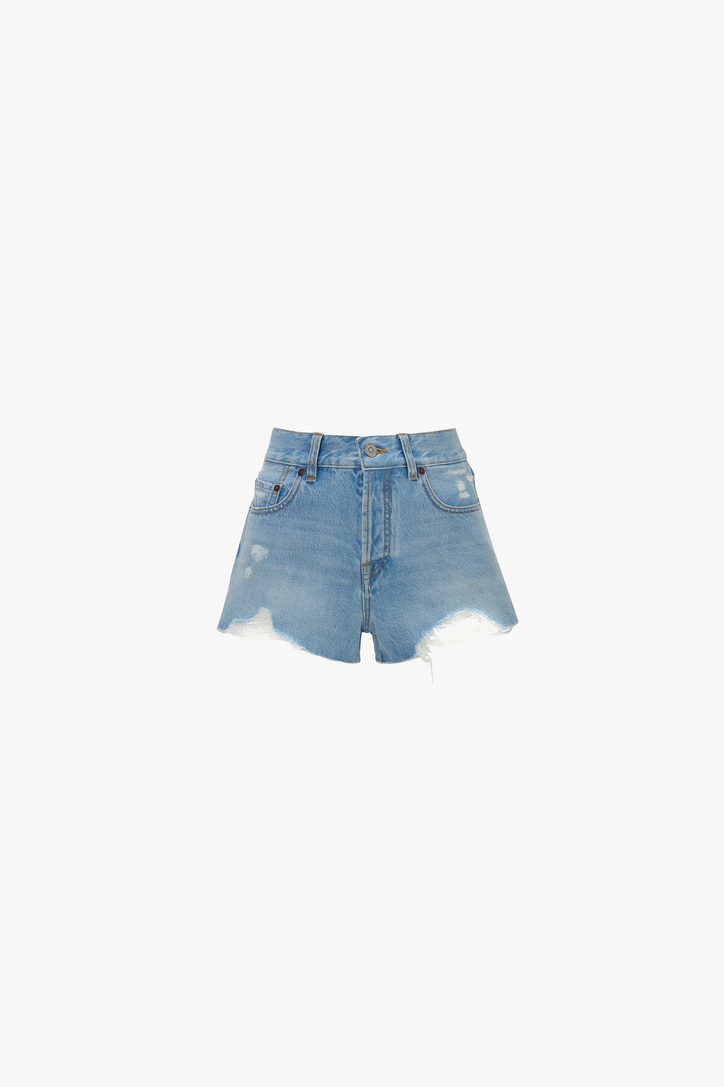 Distressed Shorts In Light Blue Wash