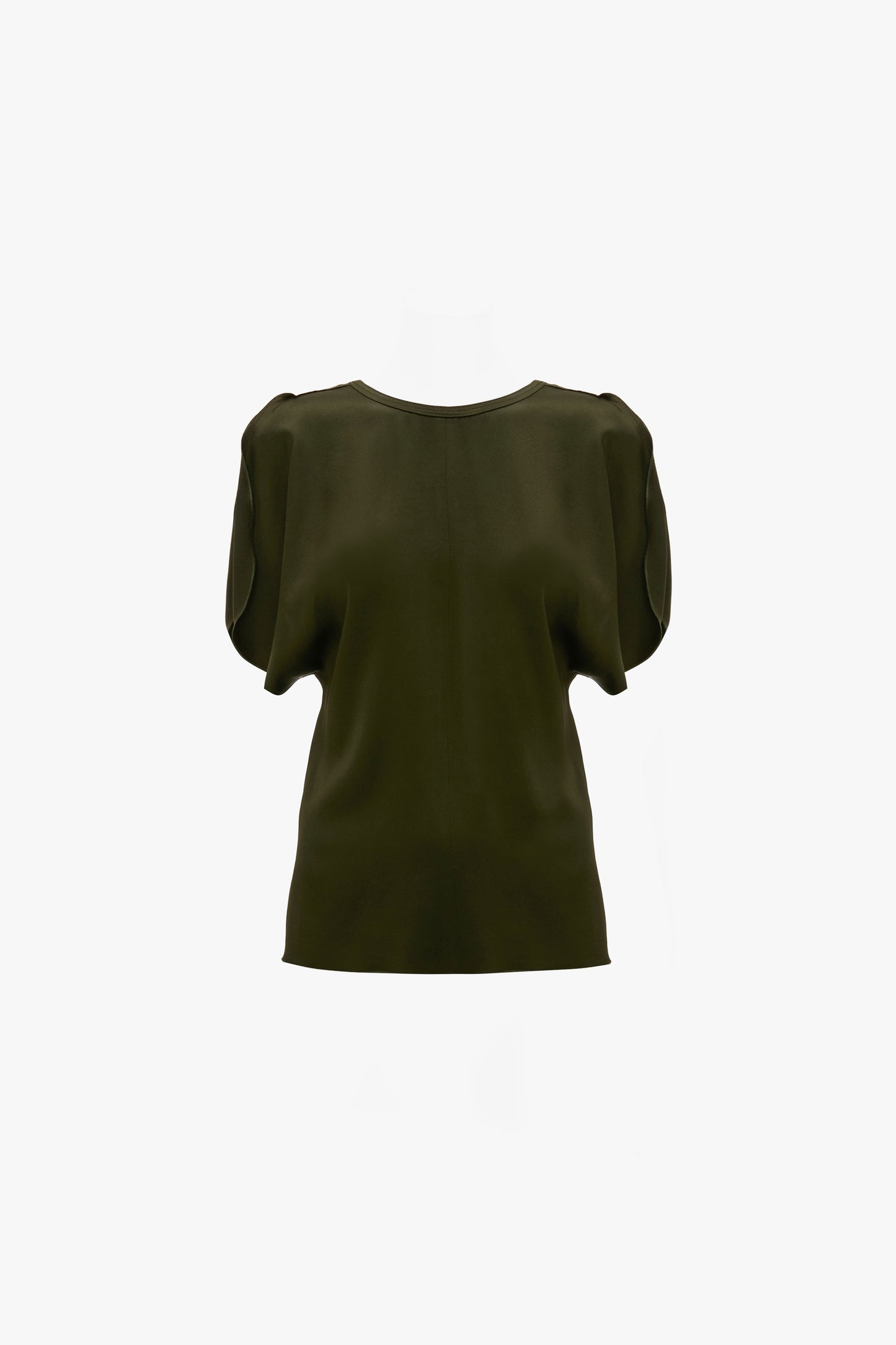 Draped Sleeve Top In Dark Olive