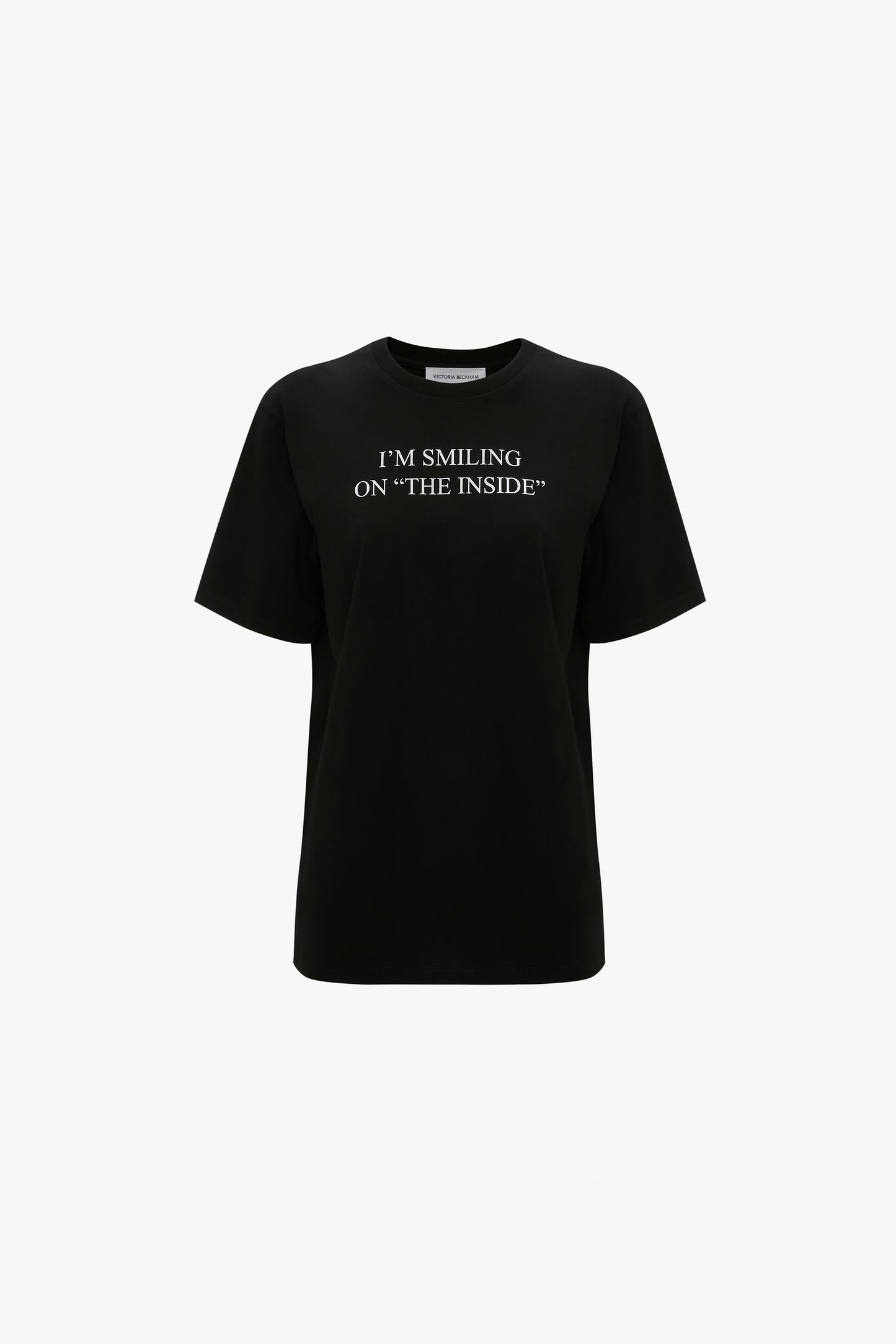 'I'm Smiling On The Inside' Slogan T-Shirt In Black