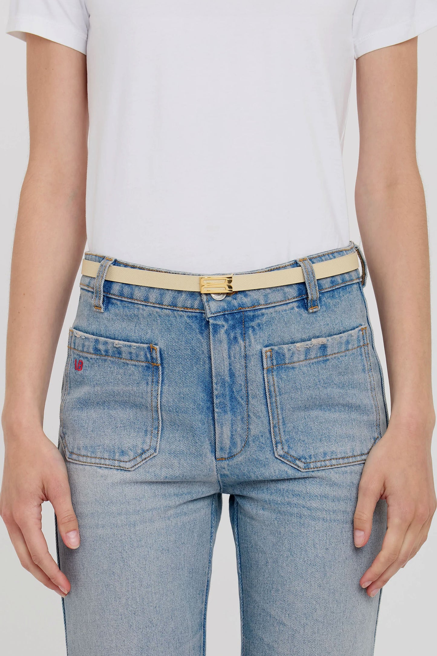 Micro Dorian Belt In Ivory Grained Leather