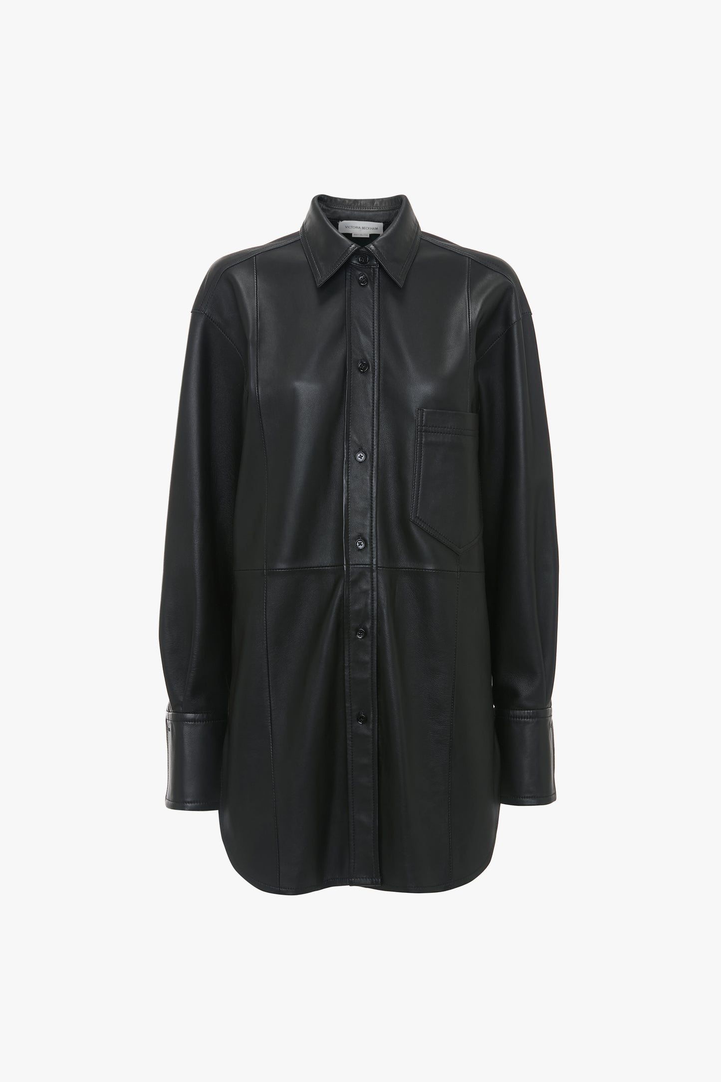 Oversized Shirt In Black Leather