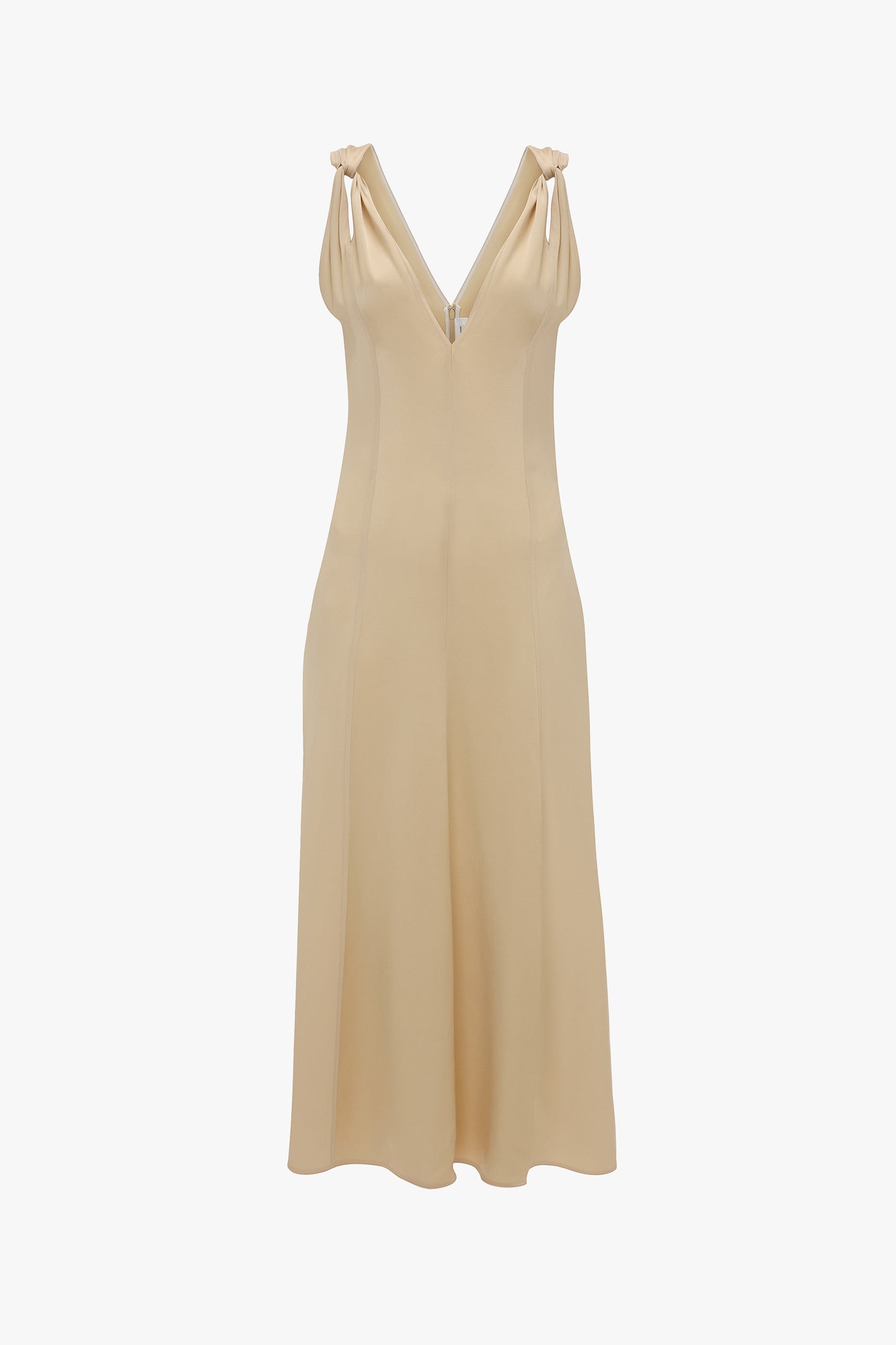 Twist Shoulder Dress In Macadamia