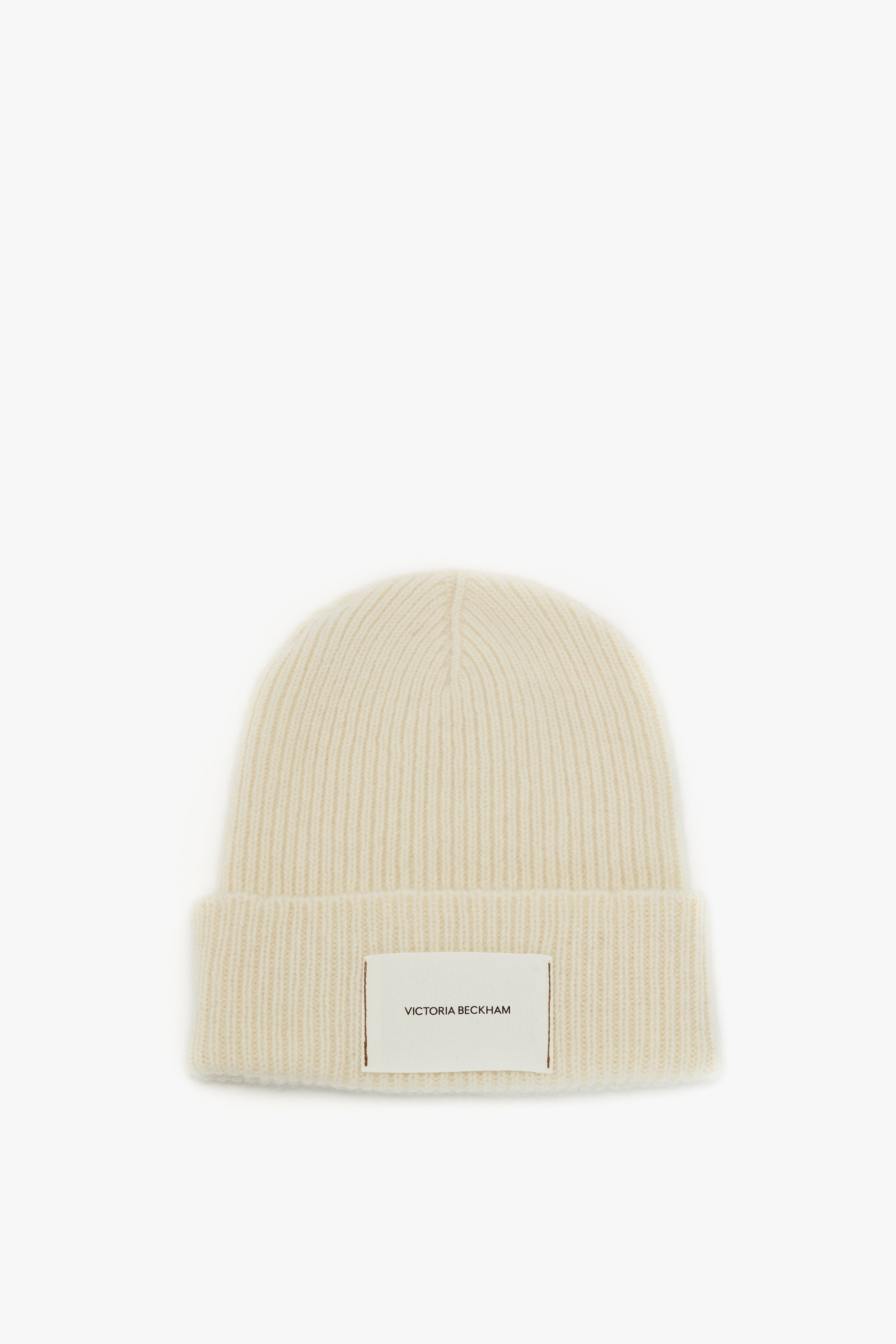 ☆THE GREATEST☆ Patch Knit Beanie Ivory Logo Patch Beanie In Ivory-Camel – Victoria Beckham Int