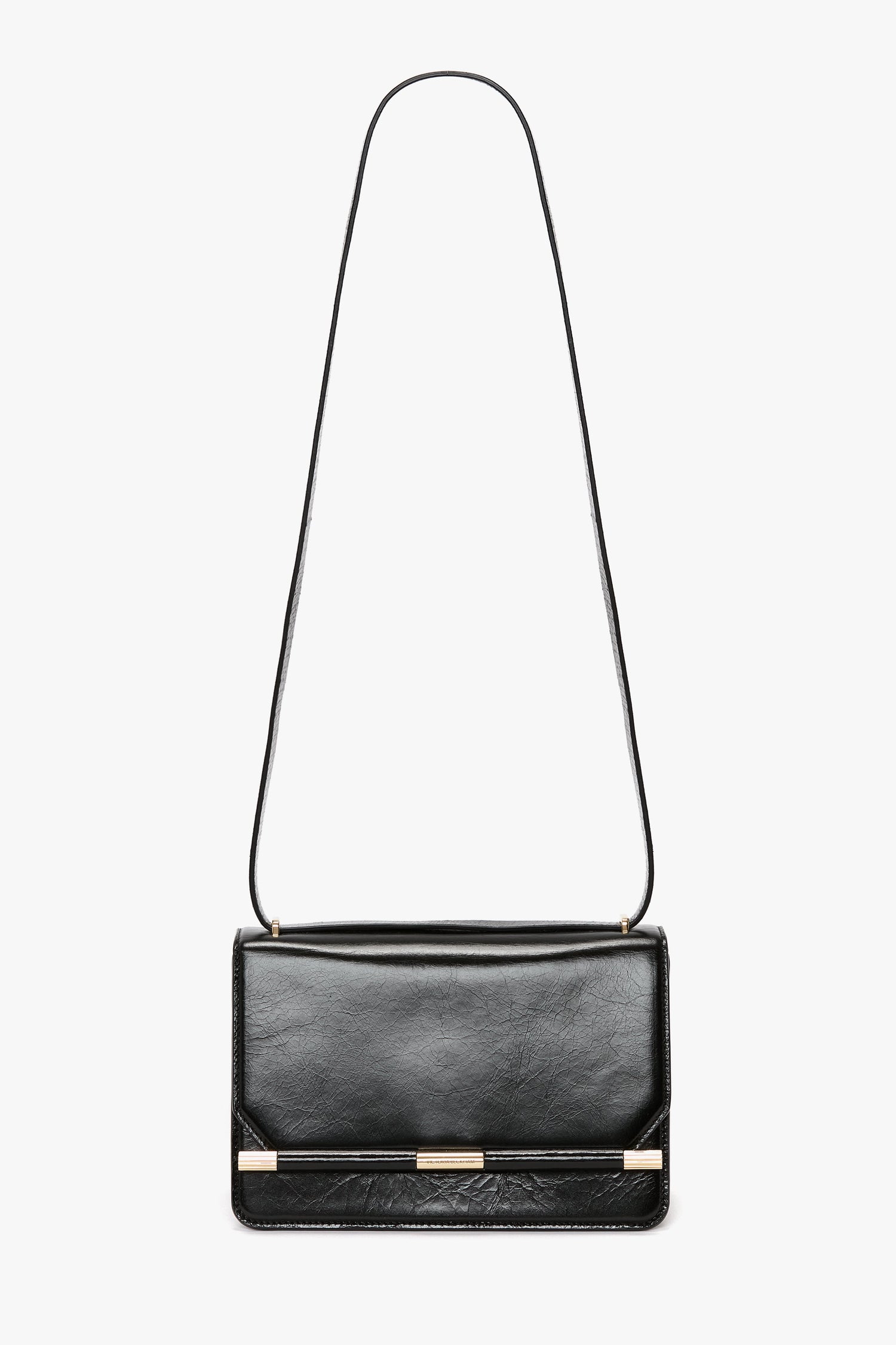 202 Crossbody Bag In Black Distressed Leather