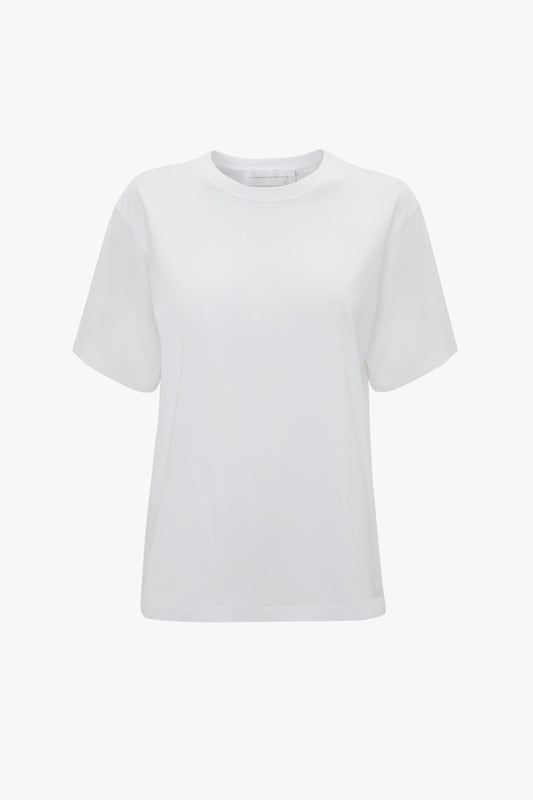 Victoria Beckham's Victoria T-Shirt In White made from organic cotton on a white background.