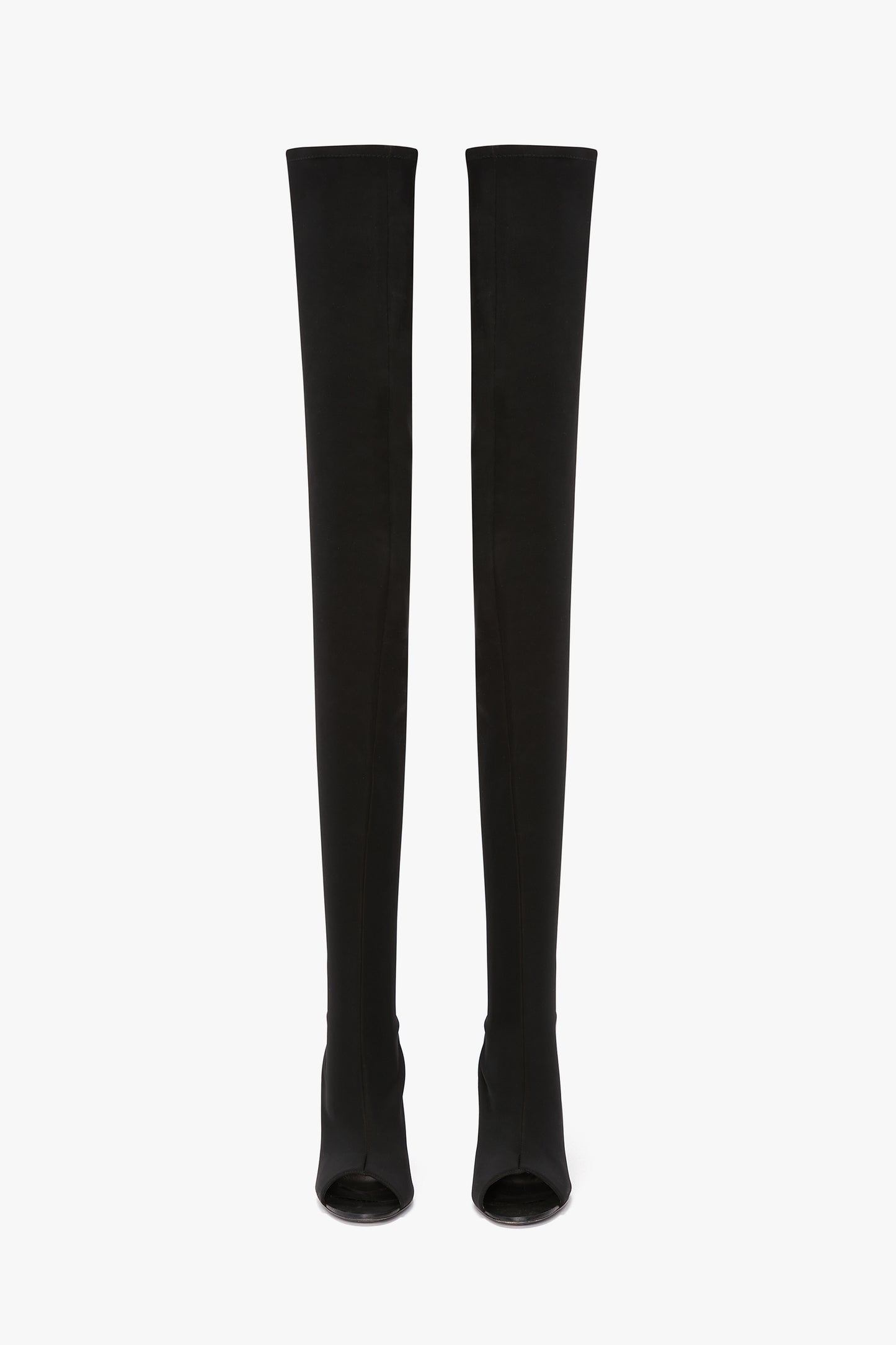 Harlow Peep Toe Stretch Jersey Boot In Black