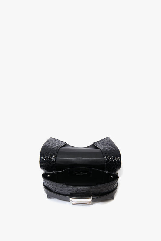 Mini B Pouch In Croc Effect Black Leather