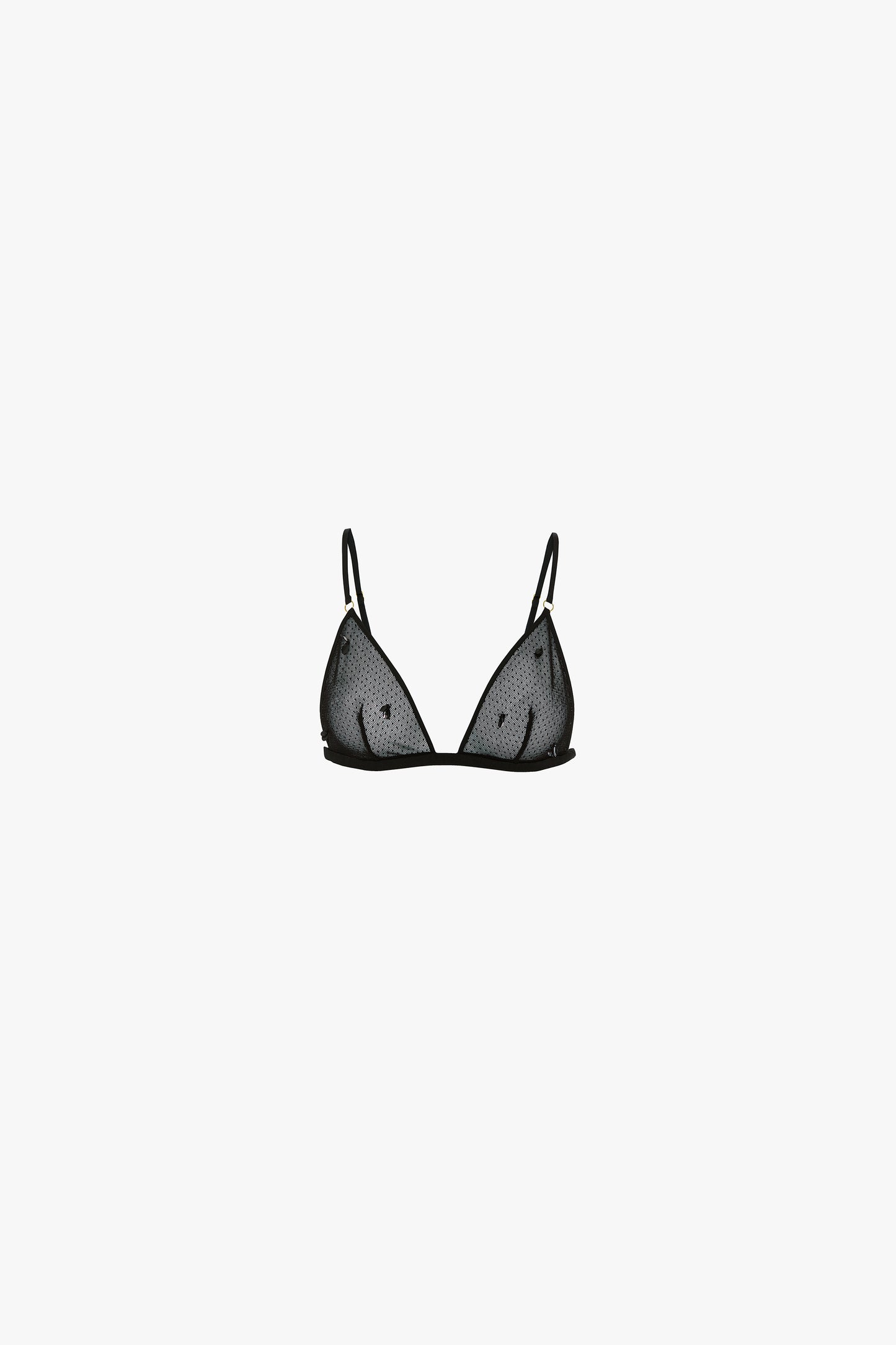 Sequin Detail Mesh Bra In Black