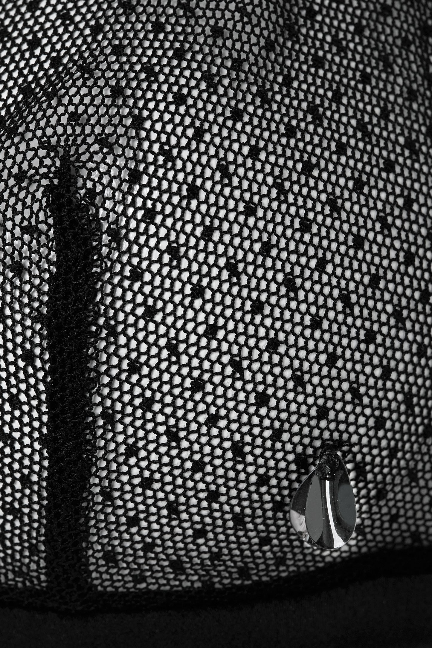 Sequin Detail Mesh Bra In Black