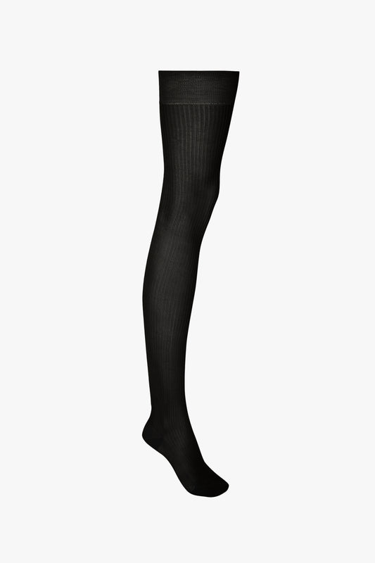A single Victoria Beckham Exclusive Over The Knee Sock in Black displayed against a white background.