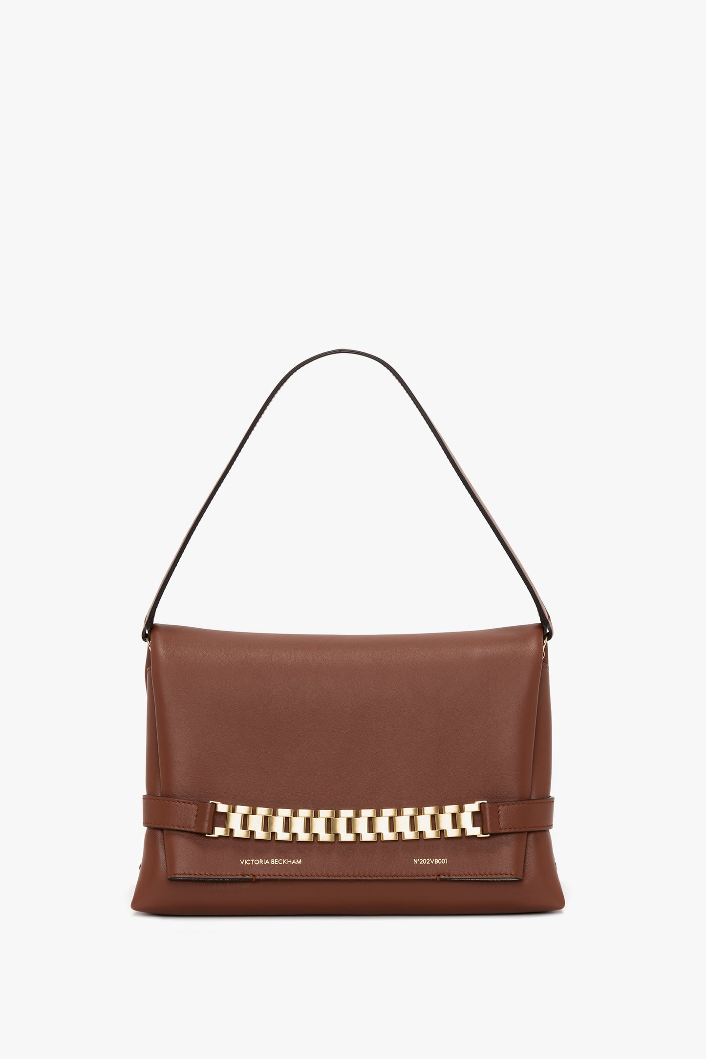 Chain Pouch Bag With Strap In Russet Leather