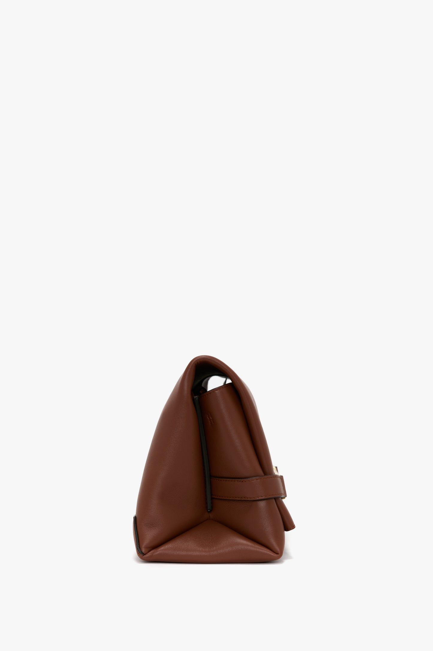 Chain Pouch Bag With Strap In Russet Leather