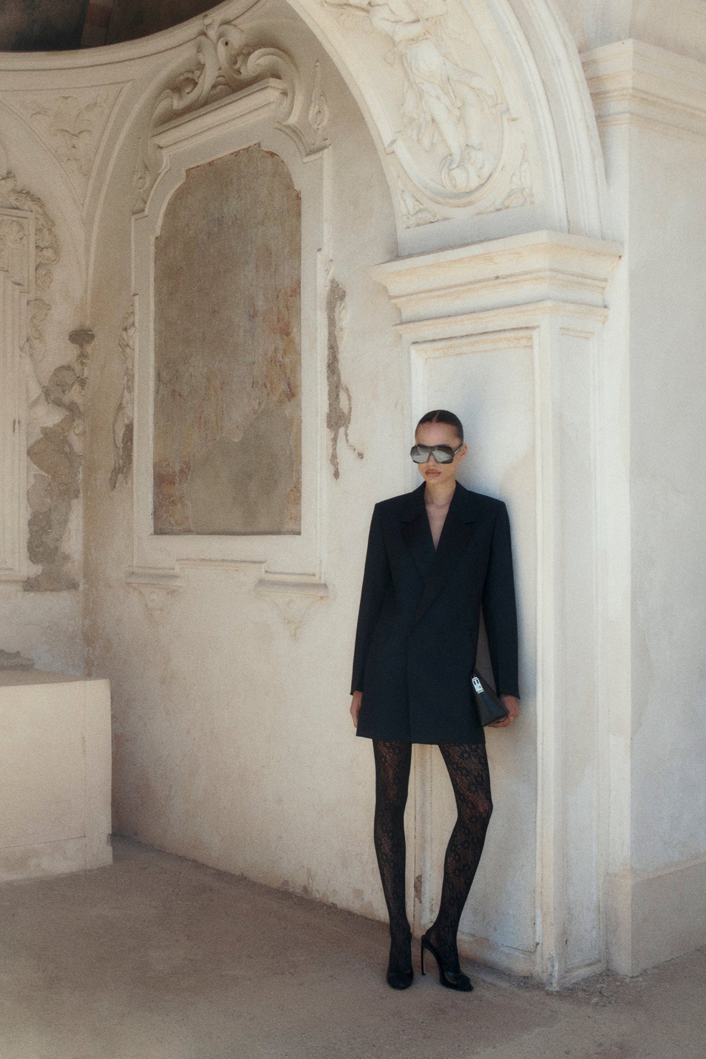 Folded Shoulder Dress In Midnight