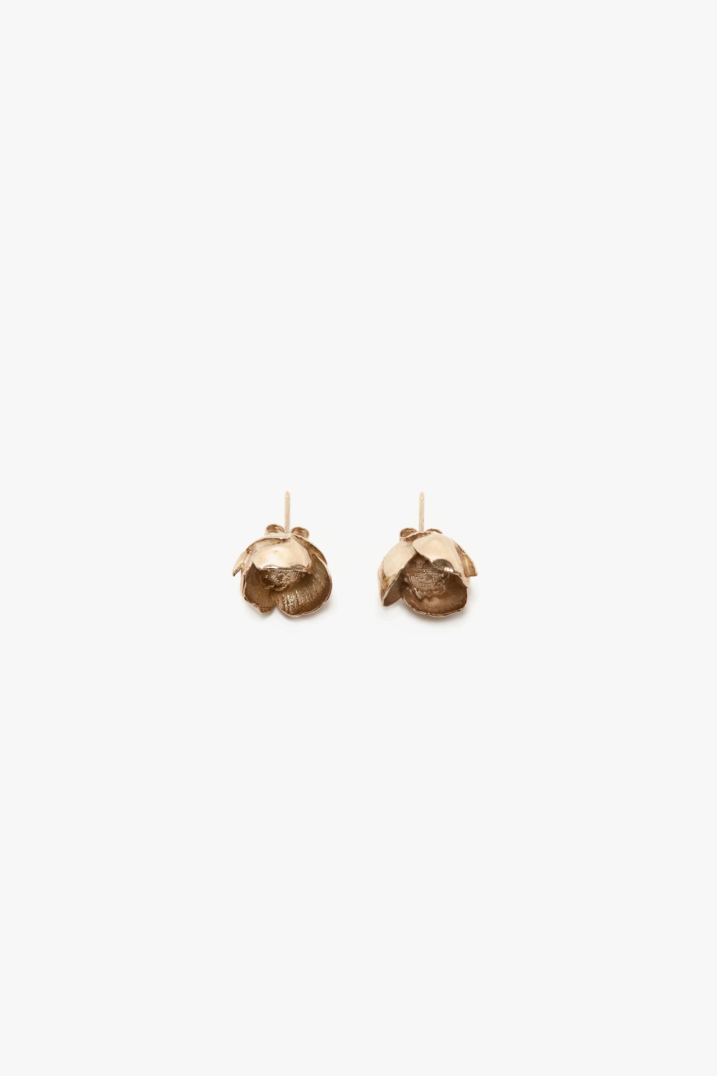 Camellia Flower Stud Earrings In Gold
