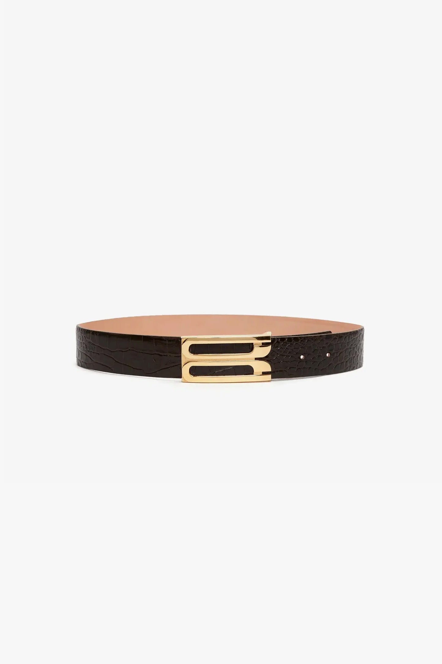 Jumbo Dorian Belt In Chocolate Croc Embossed Leather