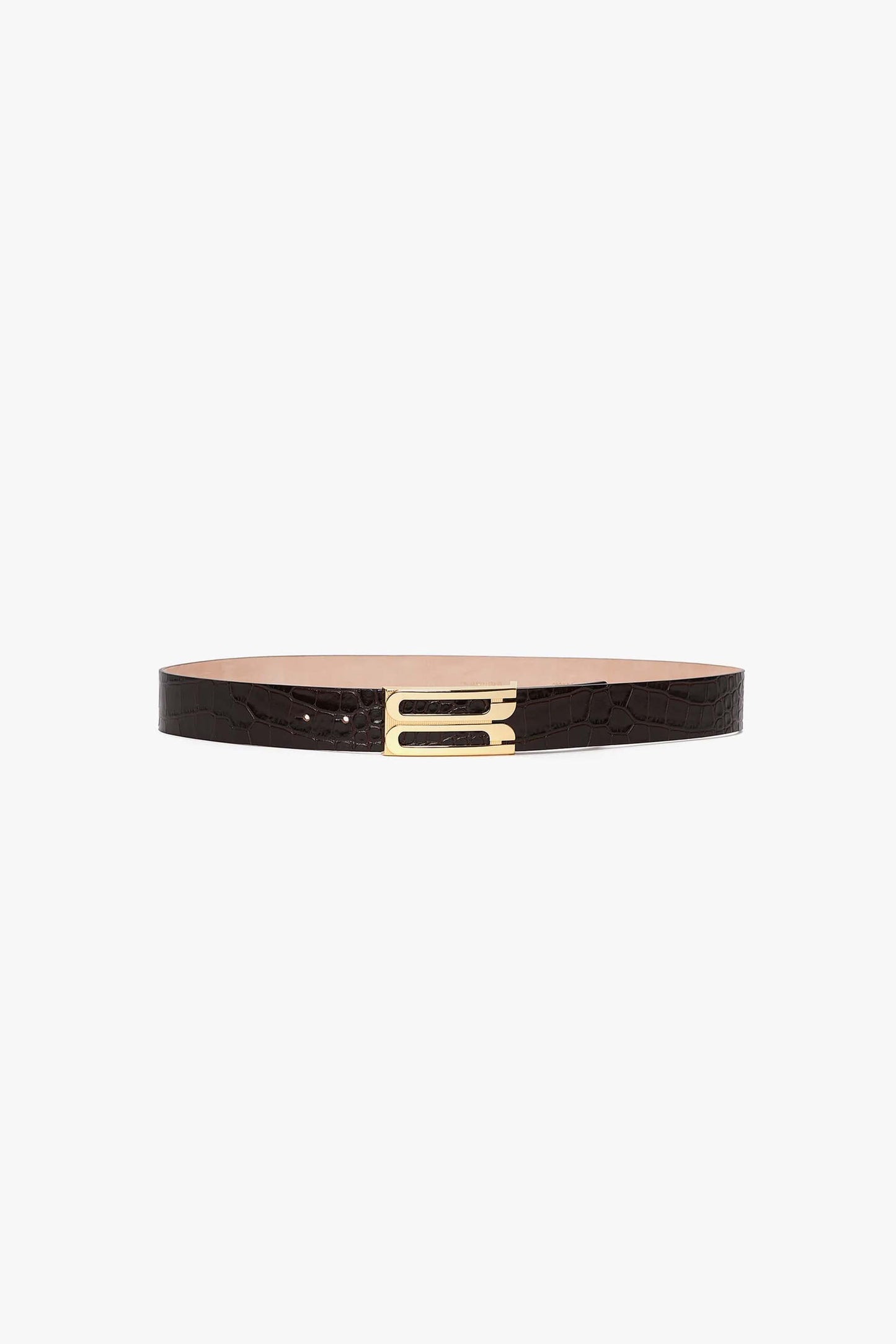 Jumbo Dorian Belt In Espresso Croc Embossed Calf Leather
