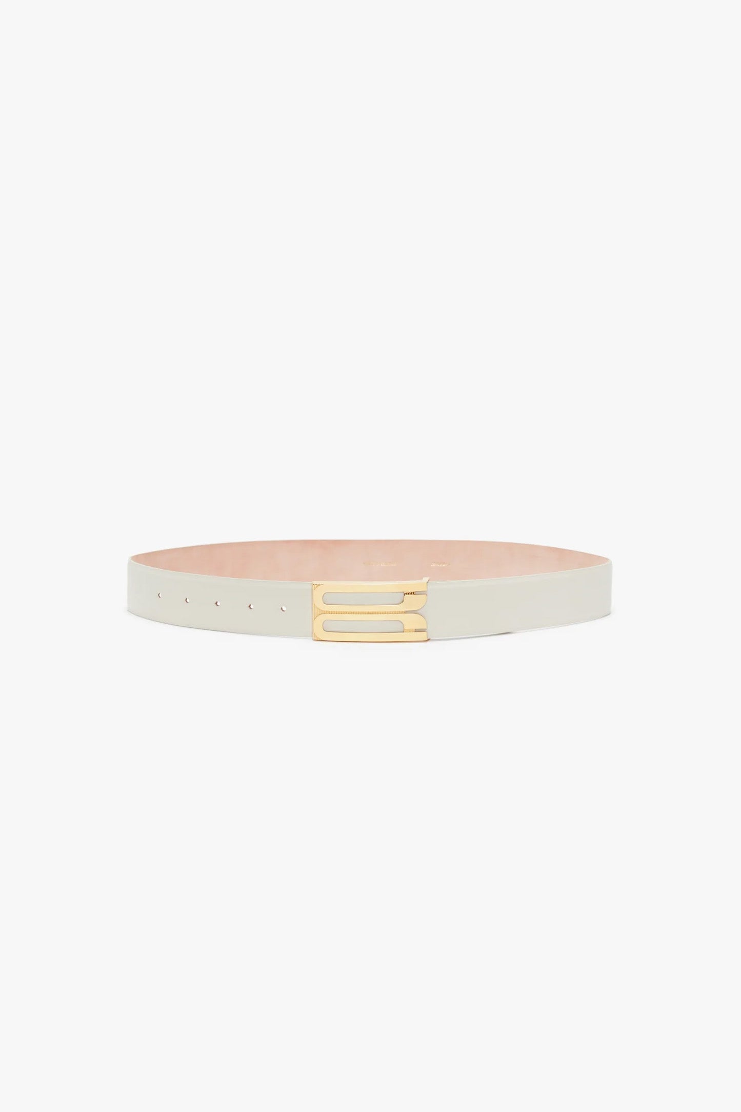 【Victoria Beckham】ジャンボフレームベルト Jumbo Frame Belt In Dove Grey Grained Leather – Victoria