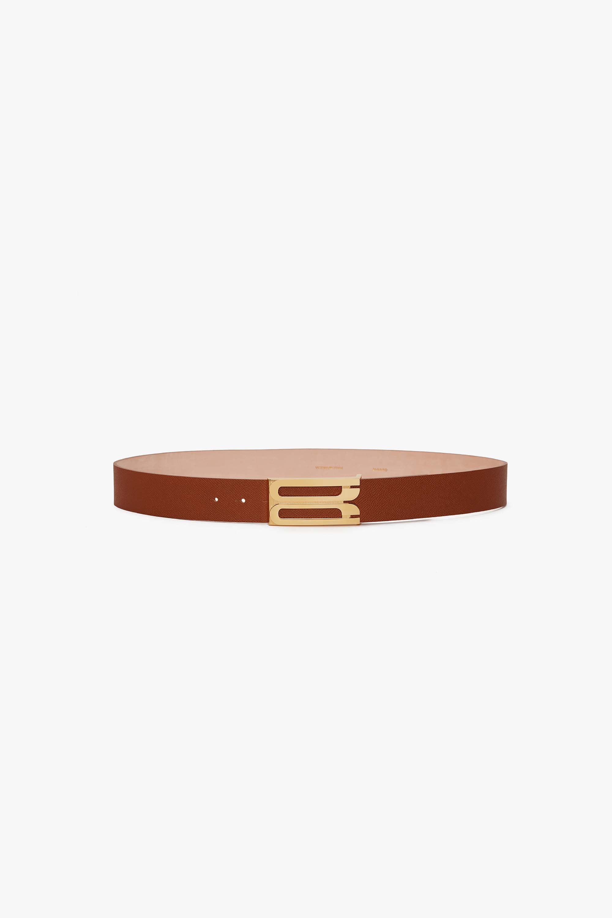 Jumbo Frame Belt In Tan Grained Leather – Victoria Beckham Int