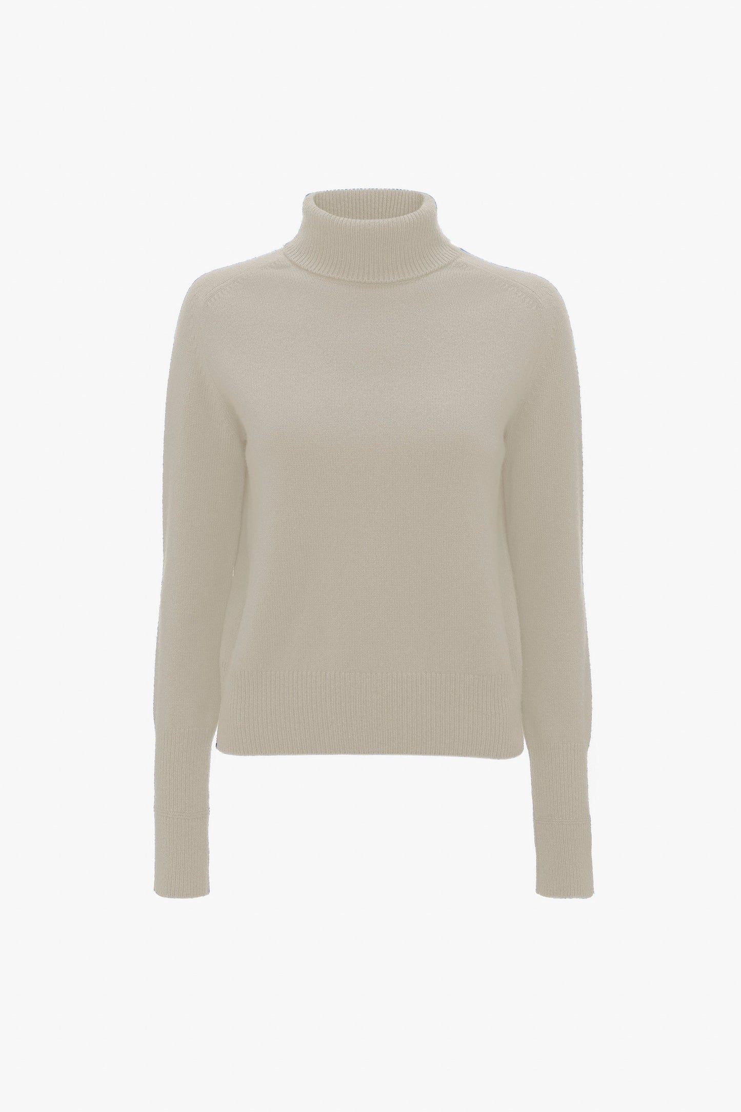 A Victoria Beckham Polo Neck Jumper In Ivory displayed on a white background.