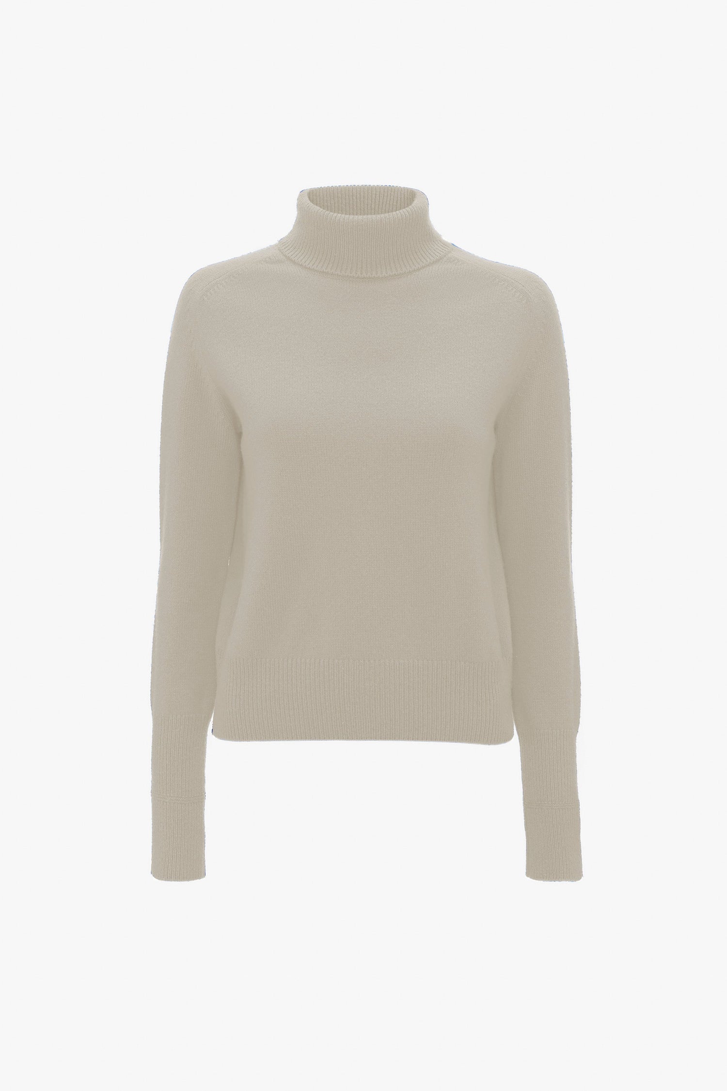 A Victoria Beckham Polo Neck Jumper In Ivory displayed on a white background.