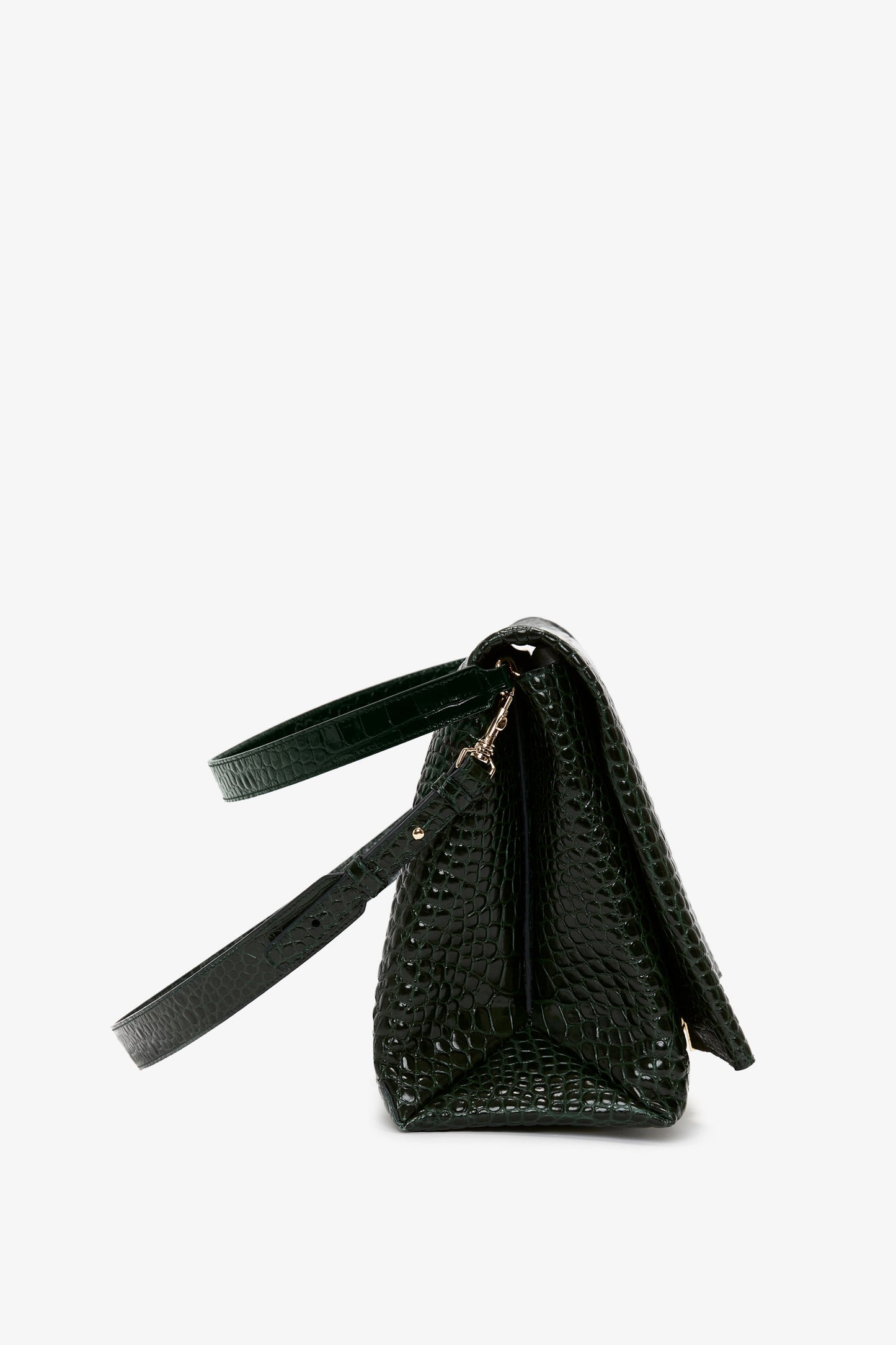 Jumbo Chain Pouch in Dark Forest Croc-Effect Leather