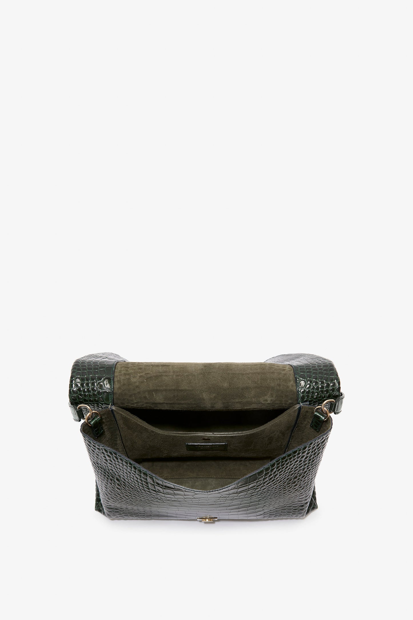 Jumbo Chain Pouch in Dark Forest Croc-Effect Leather