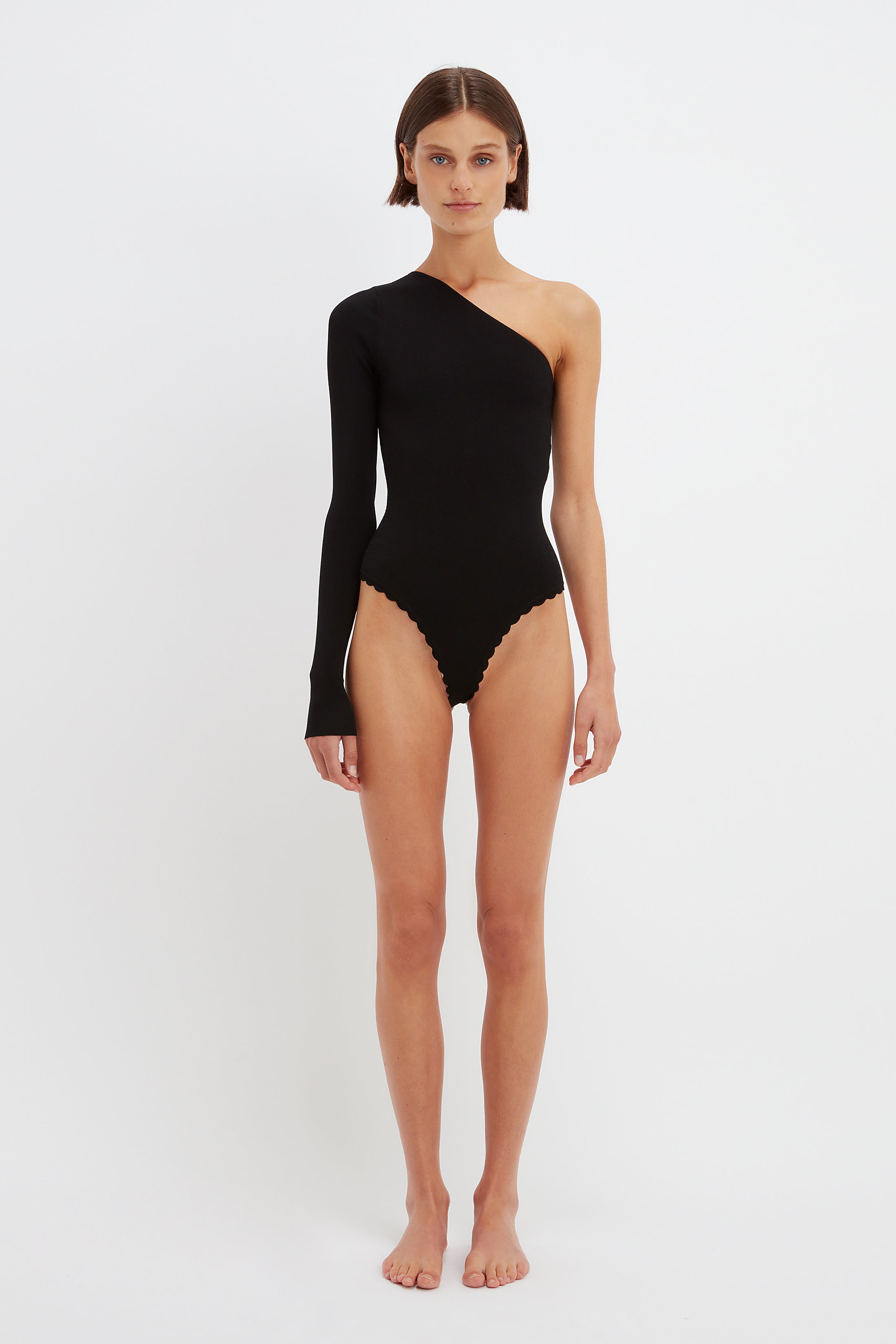 VB Body One Shoulder Bodysuit in Black Victoria Beckham