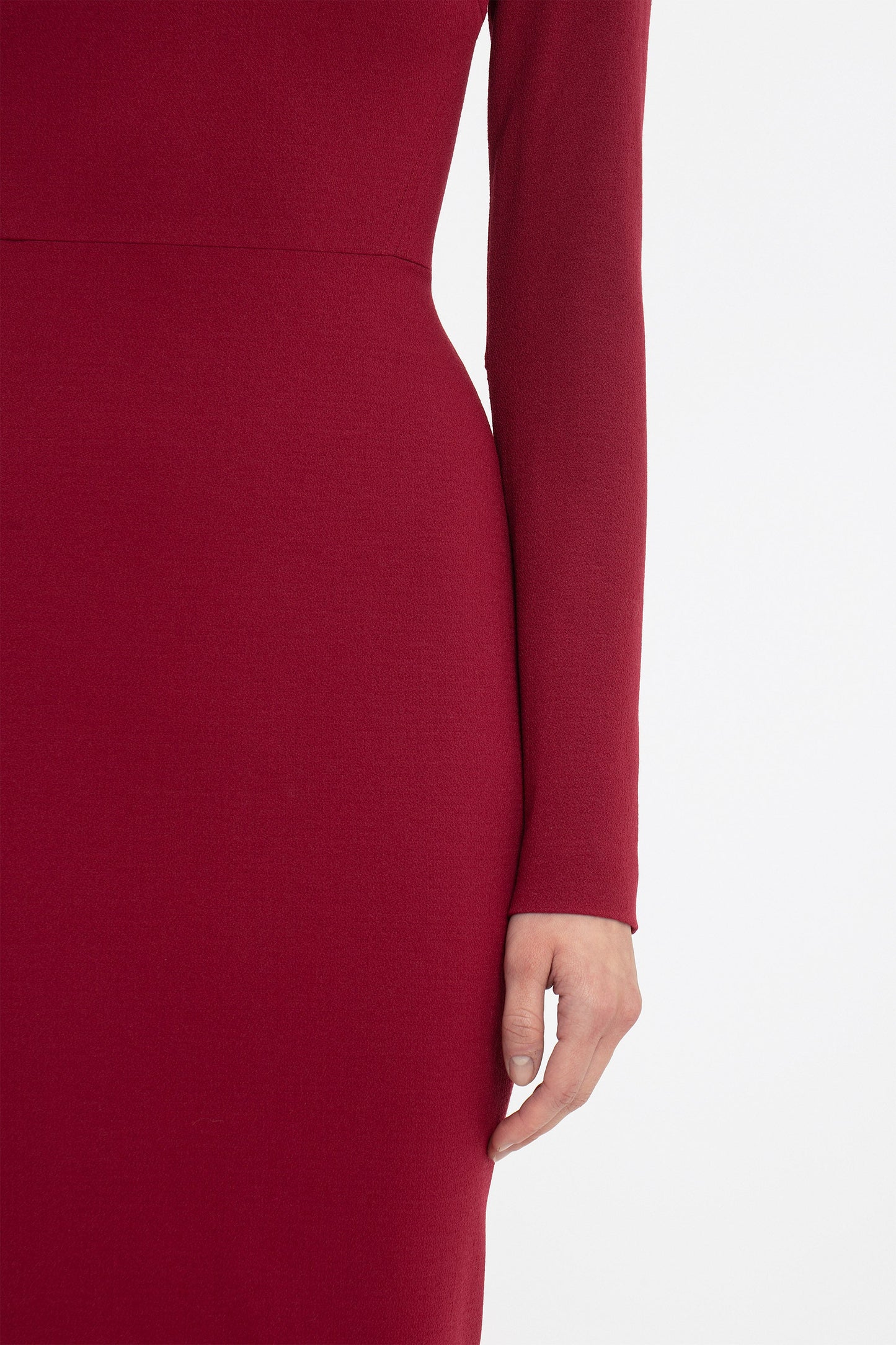 Long Sleeve T-Shirt Fitted Dress In Oxblood