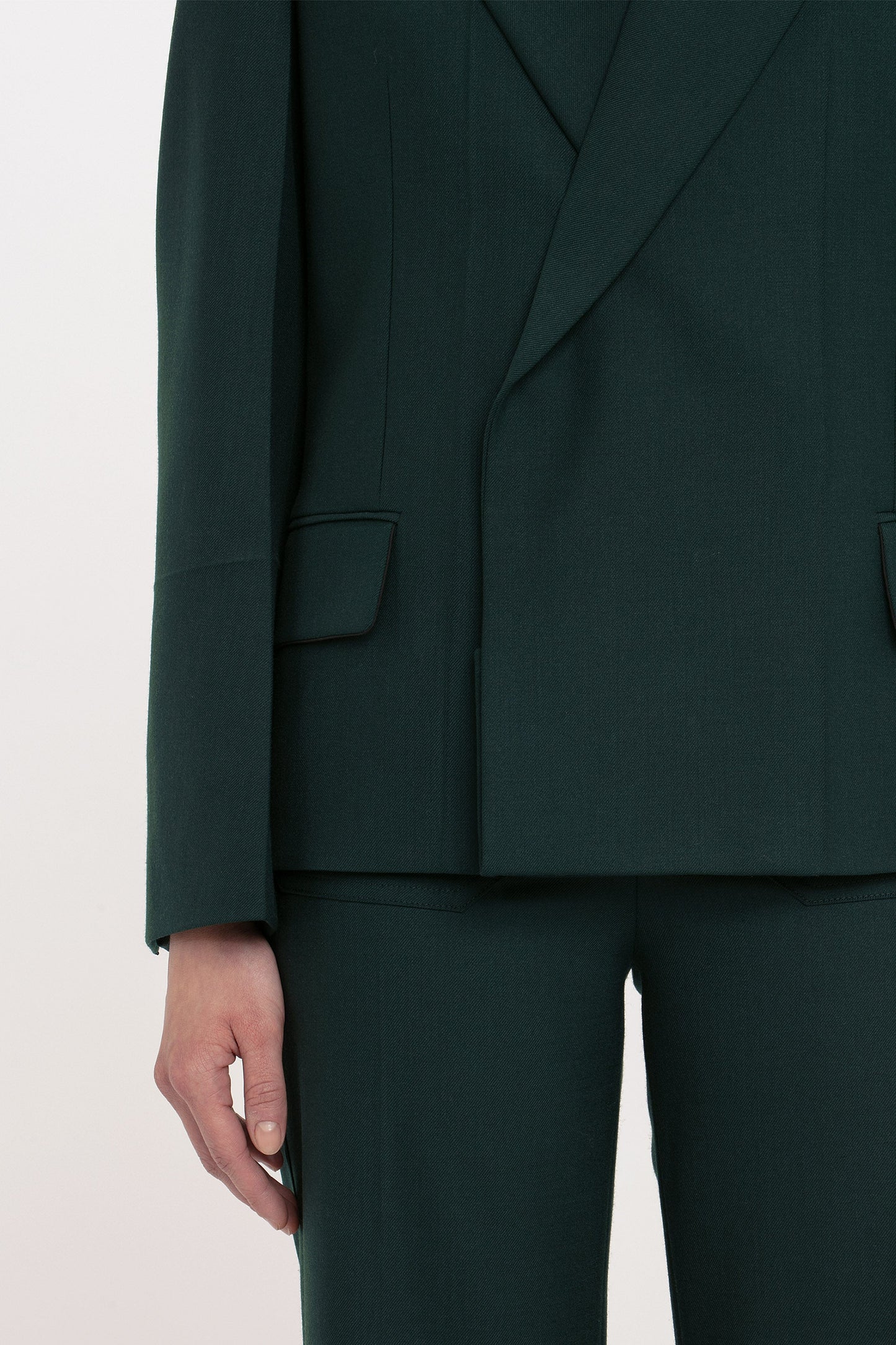 Pointed Shoulder Jacket In Seaweed