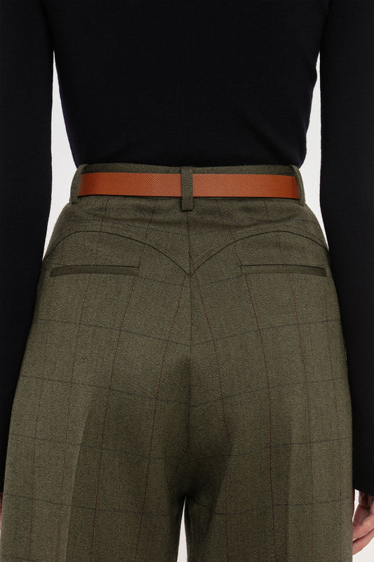 Wide Leg Trouser In Dark Fern Check