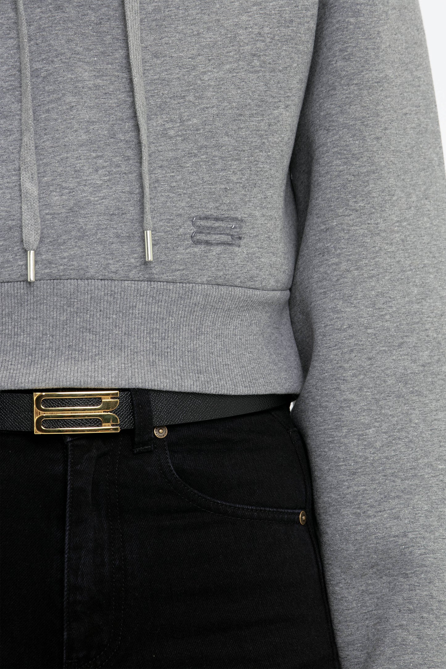 Cropped Structured Hoodie In Grey Marl