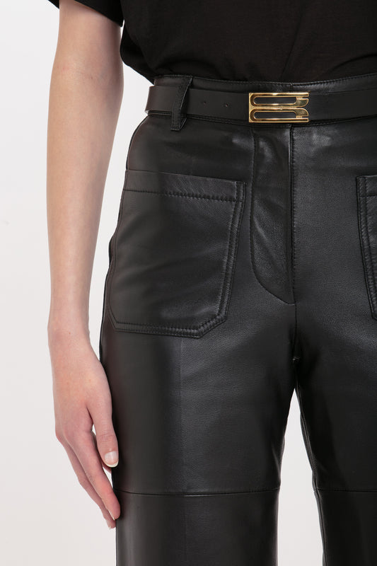 Alina High Waisted Trouser In Soft Black Leather