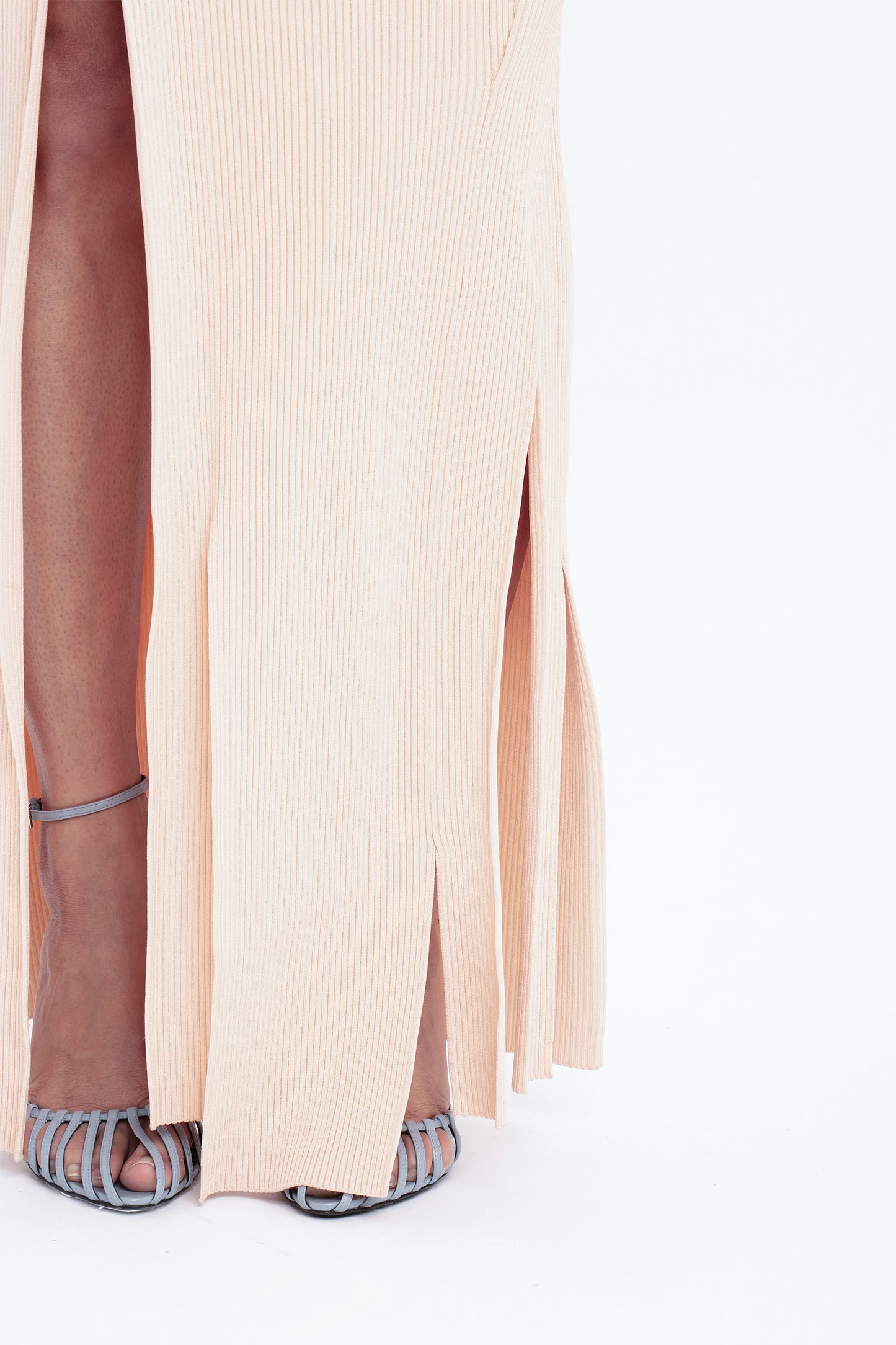 Plait Detail Sleeveless Dress In Pale Peach