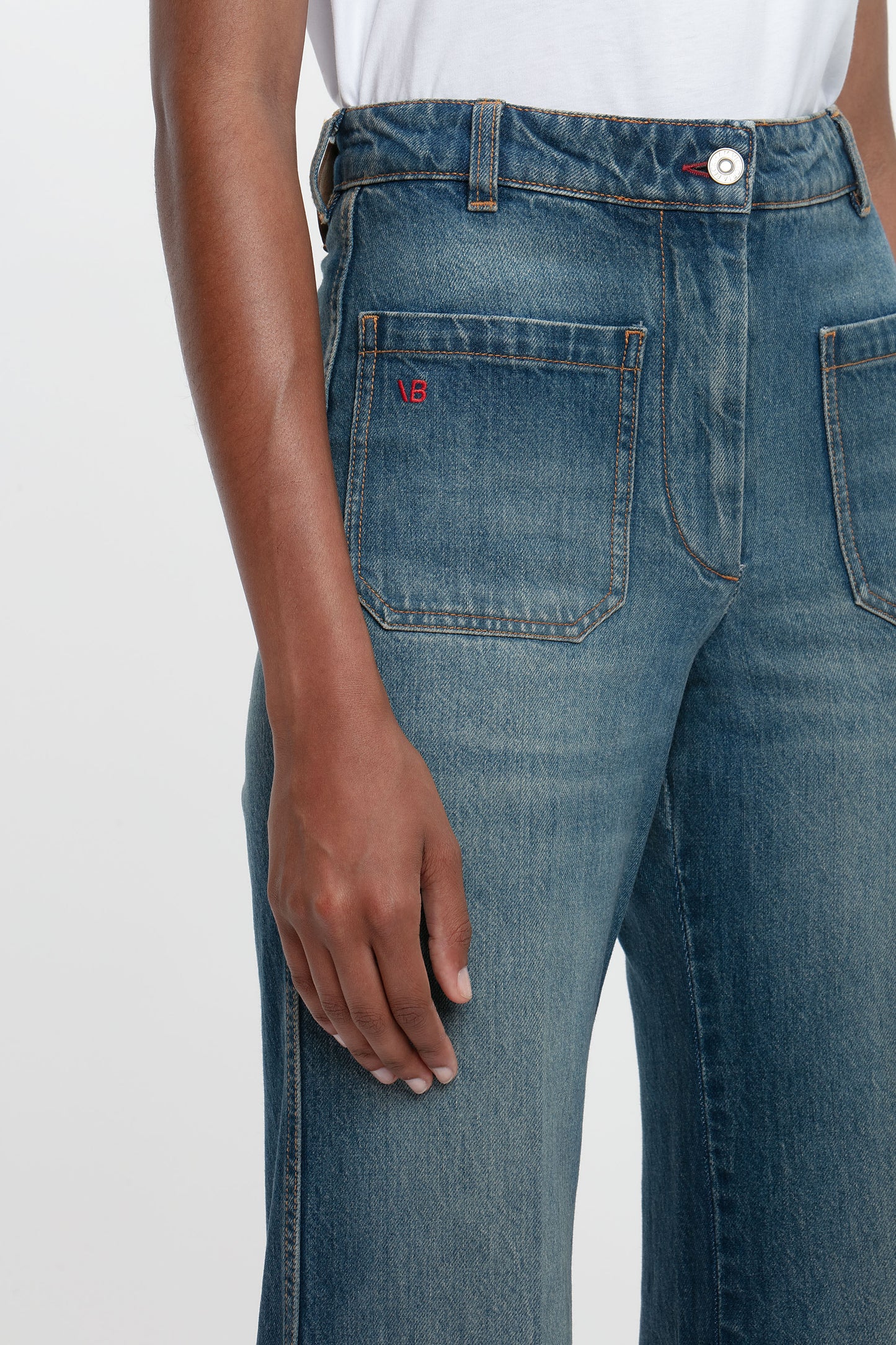 Alina Stretch High Waisted Jean In Mid Blue