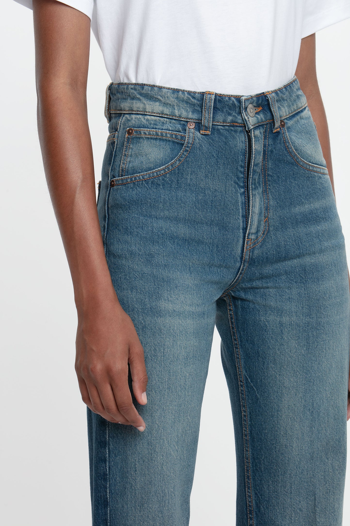 Julia Stretch High Waisted Jean In Mid Blue
