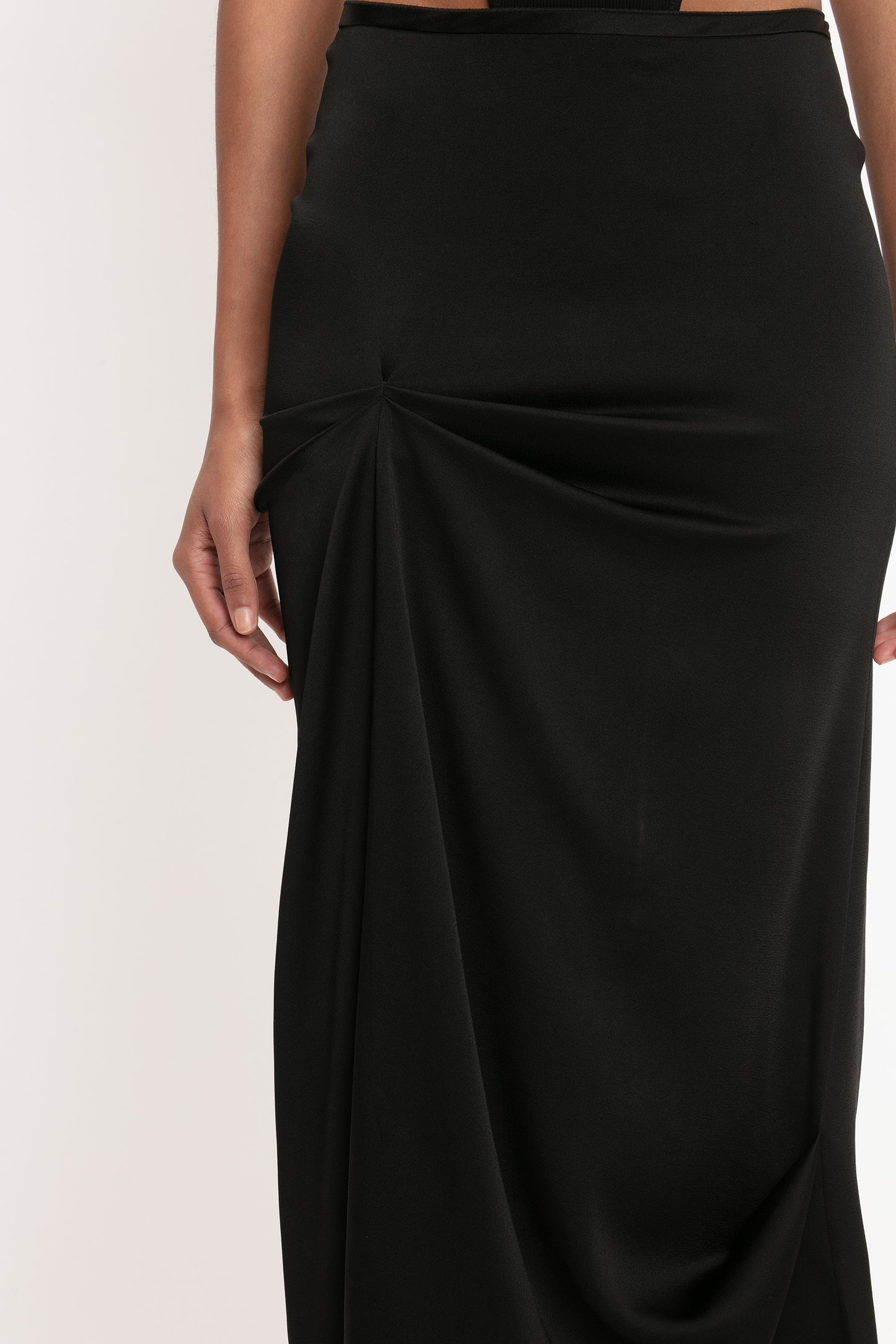 Draped Pleat Detail Skirt In Black