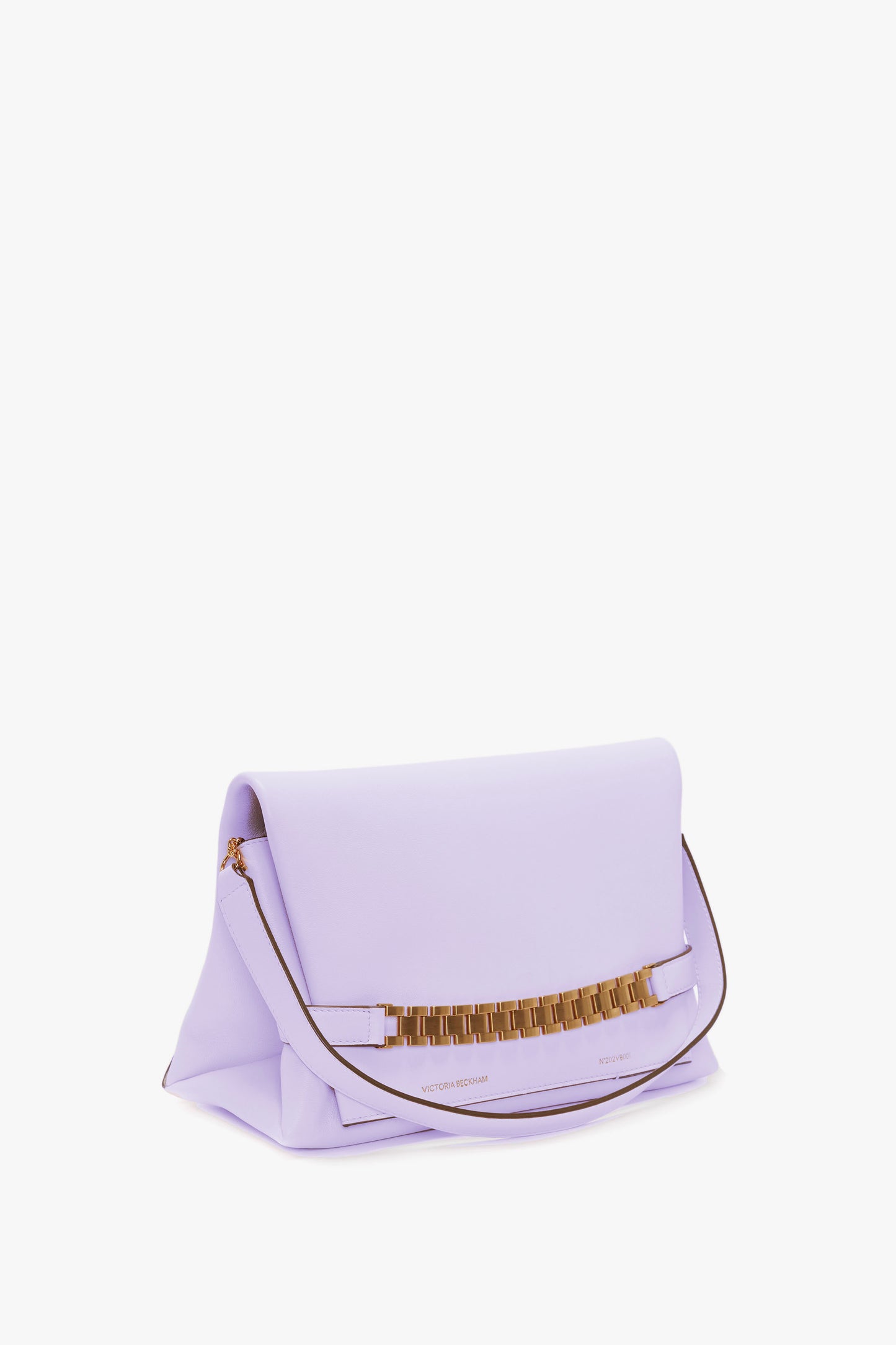 Chain Pouch with Strap in Lilac Leather