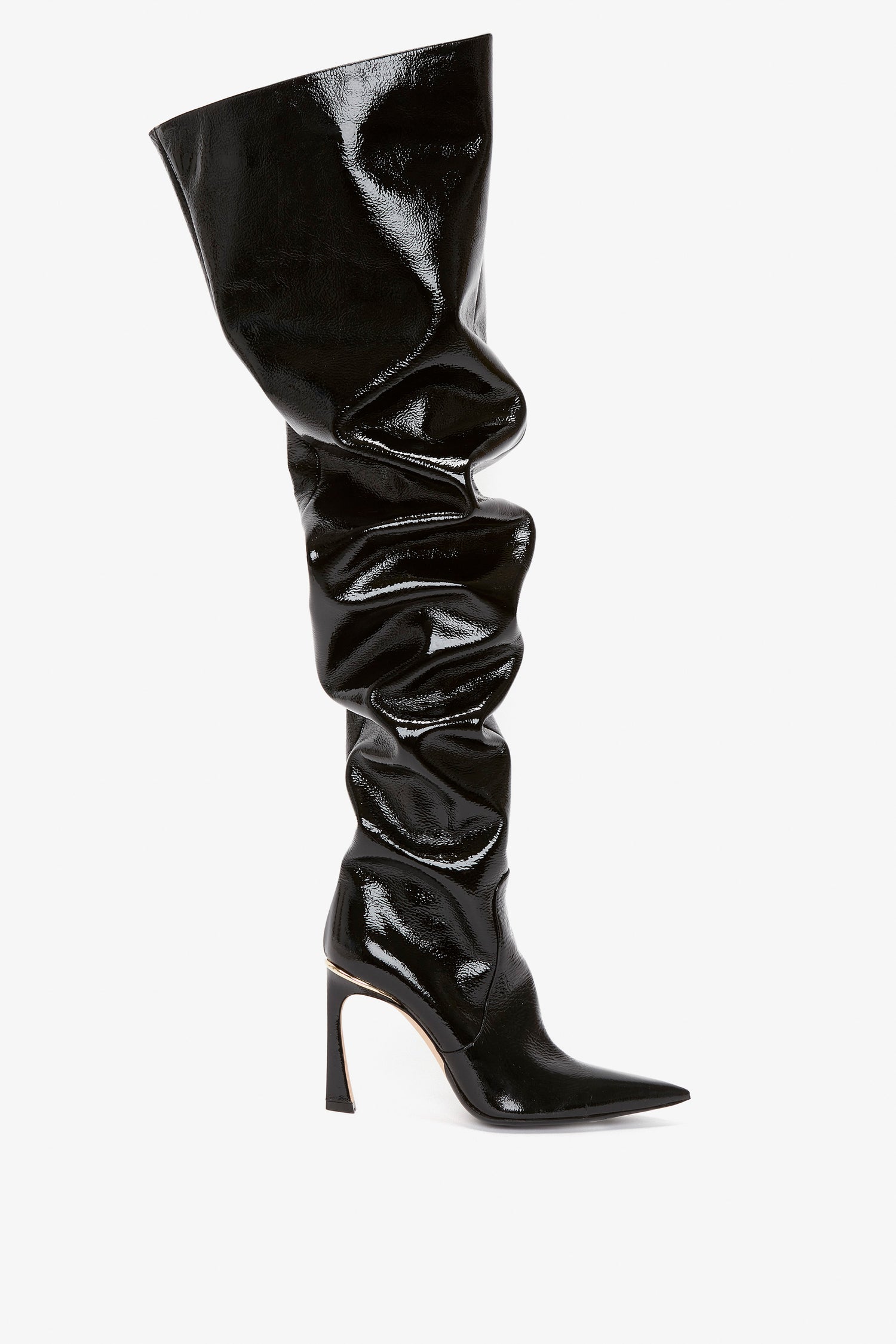 Patent leather pointed boots Clearance