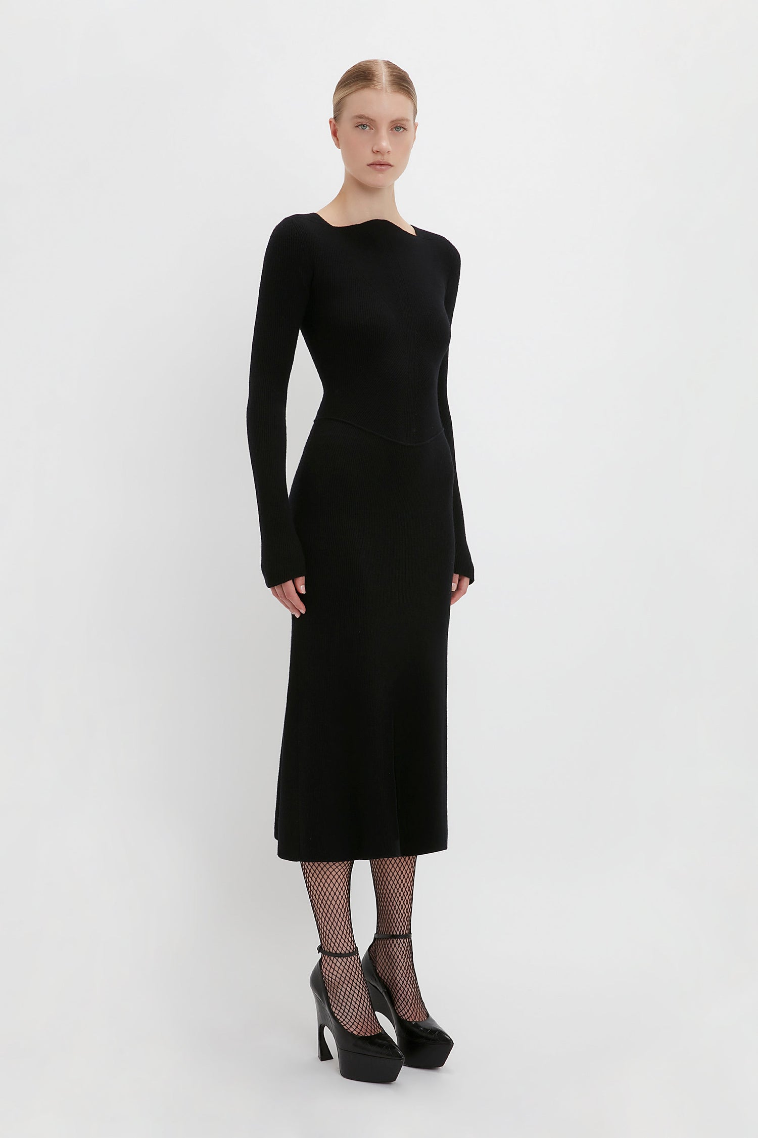 Knitted Circle Panel Dress In Black – Victoria Beckham