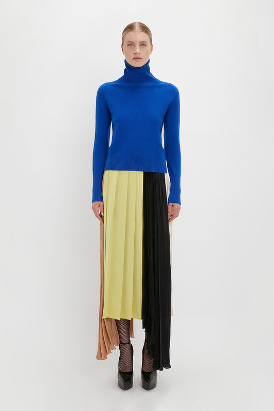 Pleated Layer Asymmetric Skirt In Multi