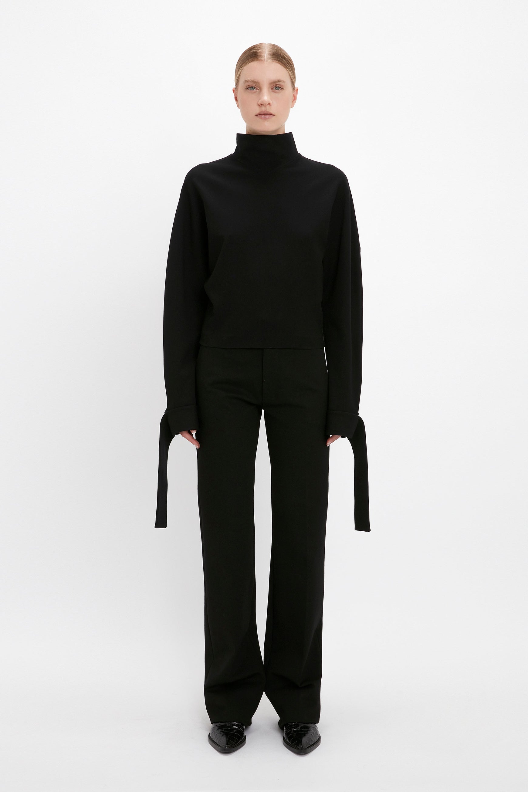 Tie Sleeve Ponti Top In Black – Victoria Beckham