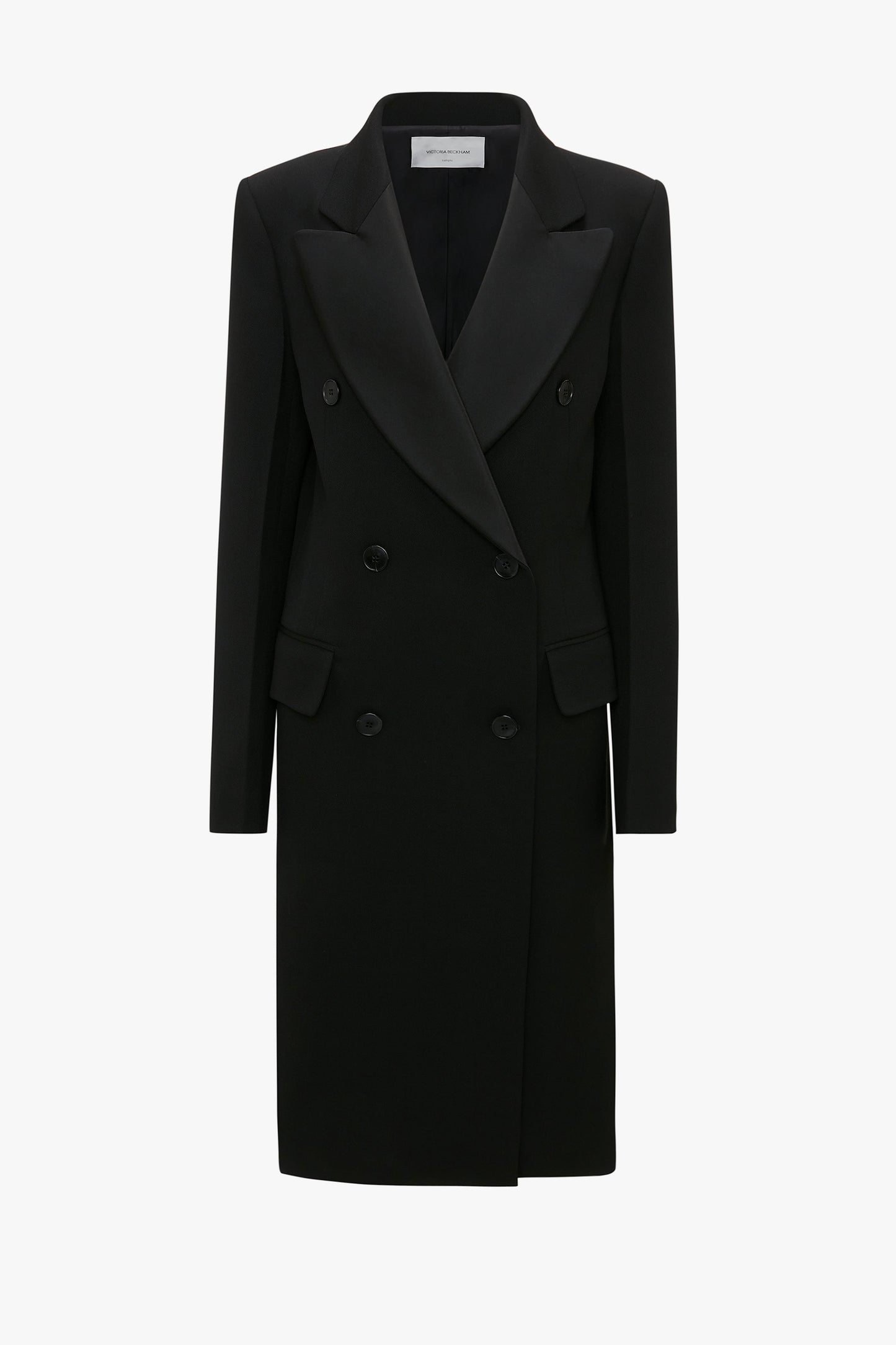 Double Breasted Tuxedo Coat in Black