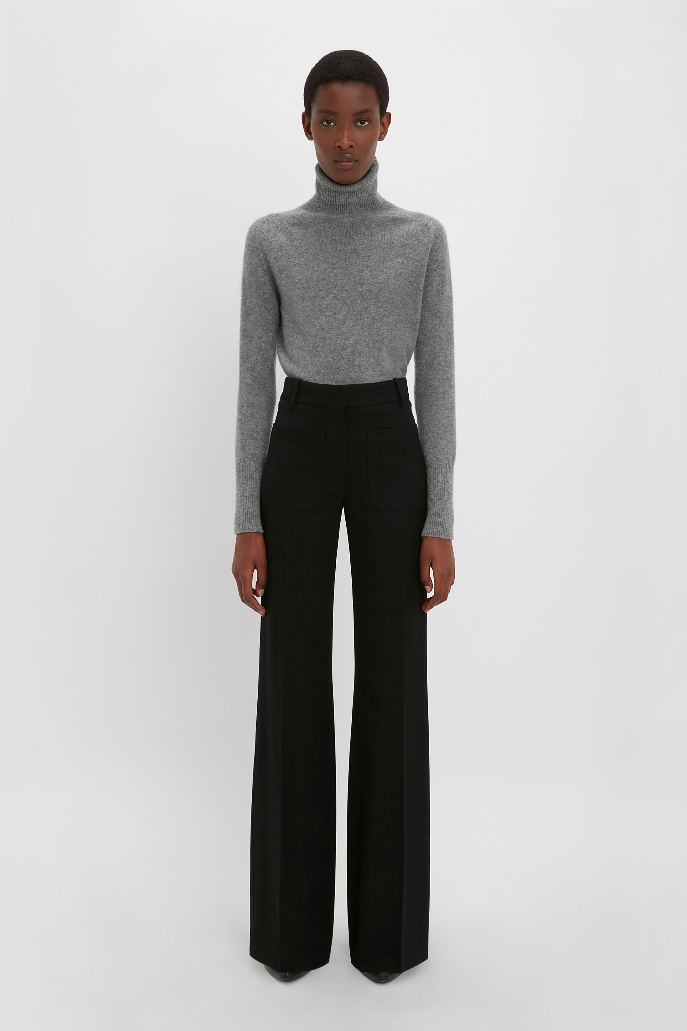 Polo Neck Jumper In Grey Melange Victoria Beckham